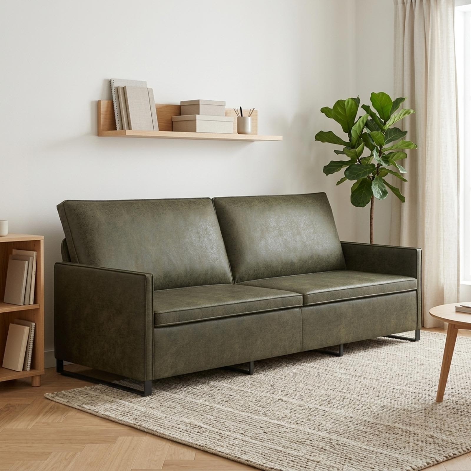 3-sedna sofa Vojaška zelena 220 x 81 x 82 cm Umetni velur