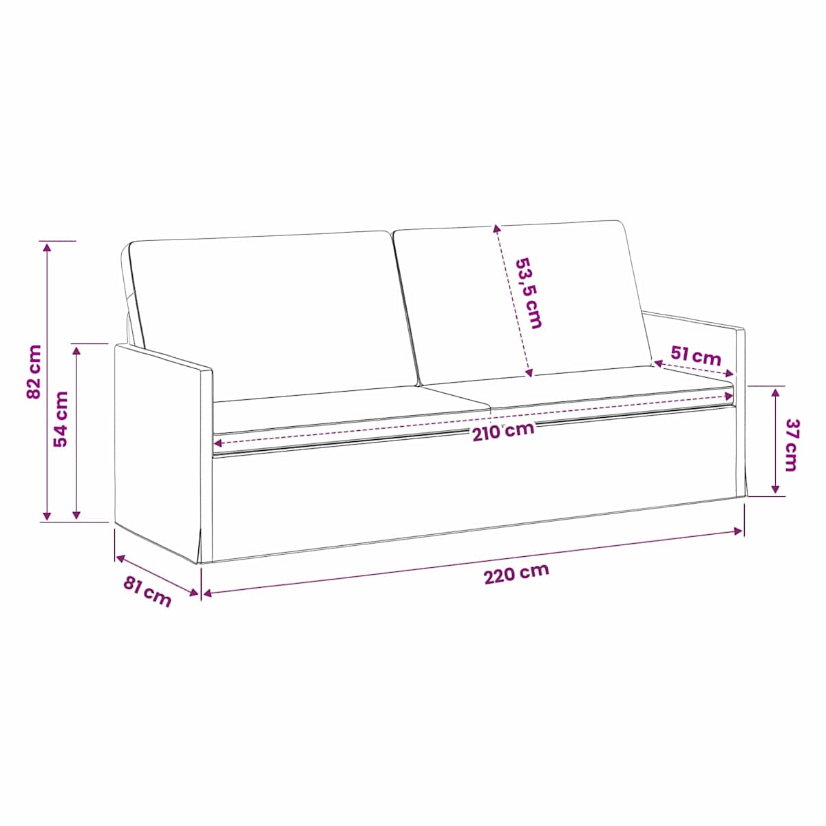 3-personers sofa Mørkegrå 220 x 81 x 82 cm Stof - Billede 9