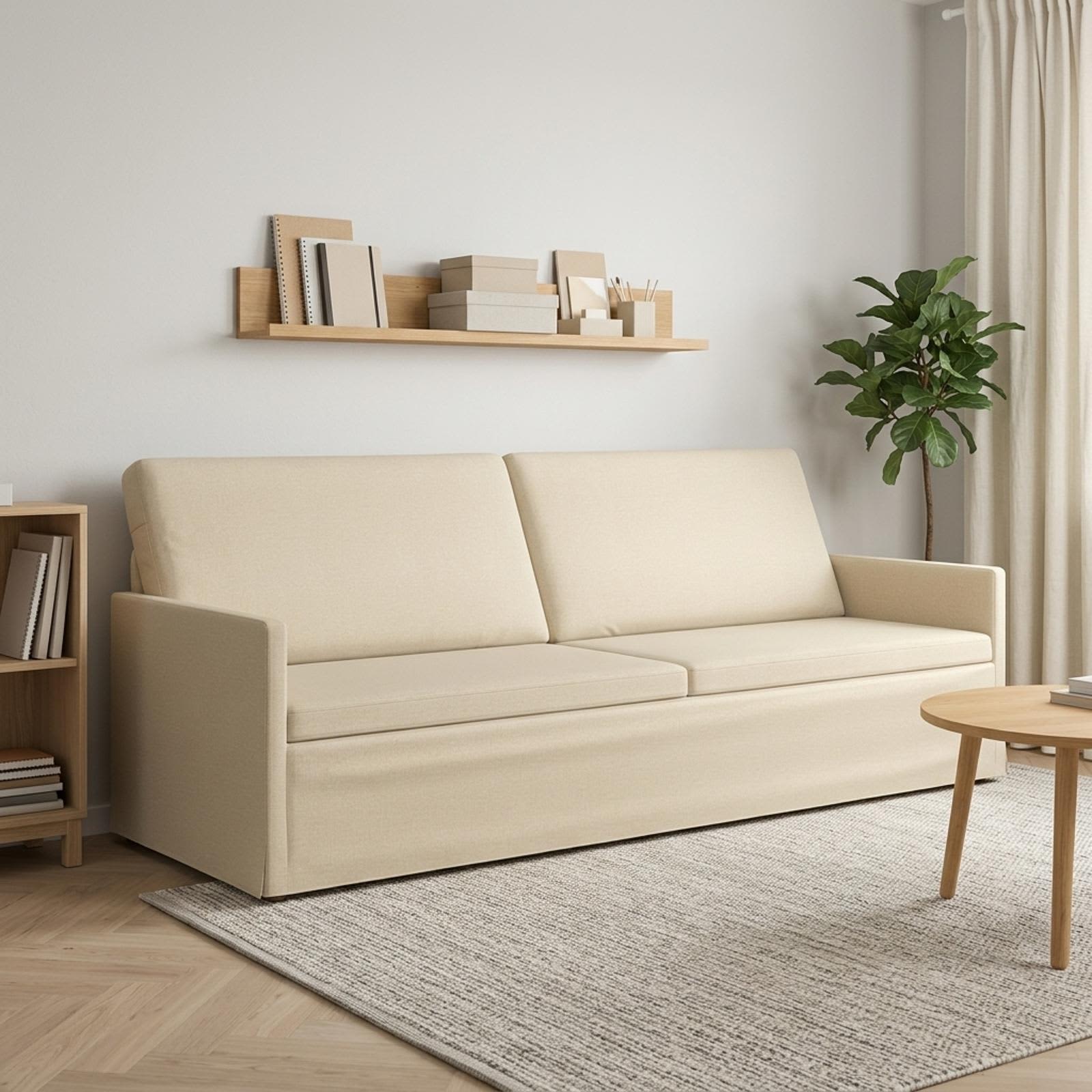vidaXL 3-personers sofa Cremefarvet 220 x 81 x 82 cm Stof
