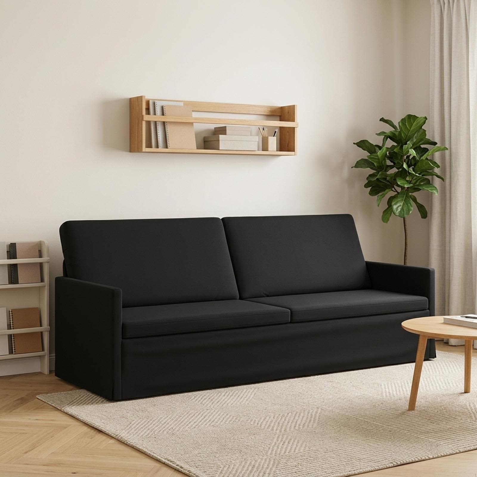 3-sedna sofa Črna 220 x 81 x 82 cm Žamet