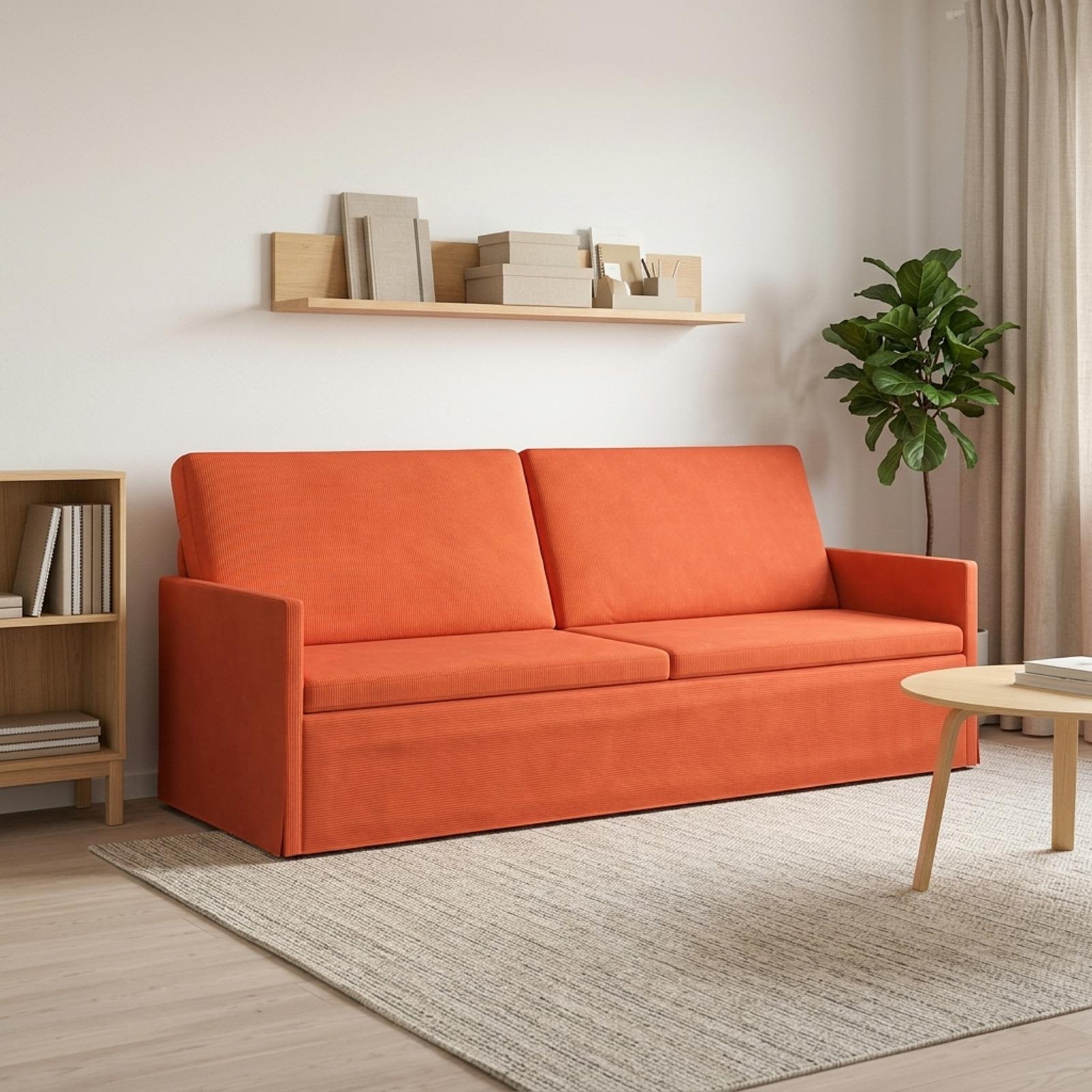 vidaXL 3-personers sofa Rød orange 220 x 81 x 82 cm Velourstof