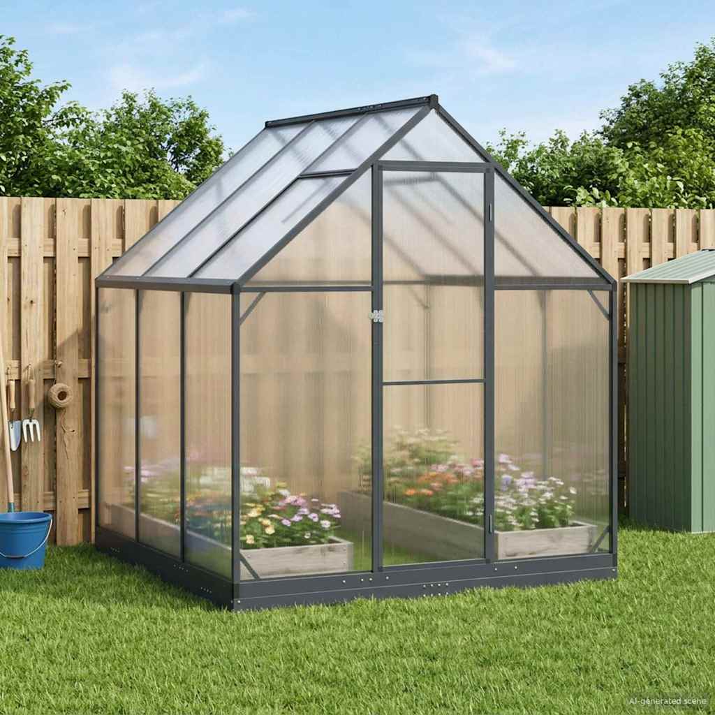 vidaXL Seră de grădină cu ușă Antracit 183,5 x 183,5 x 207 cm
