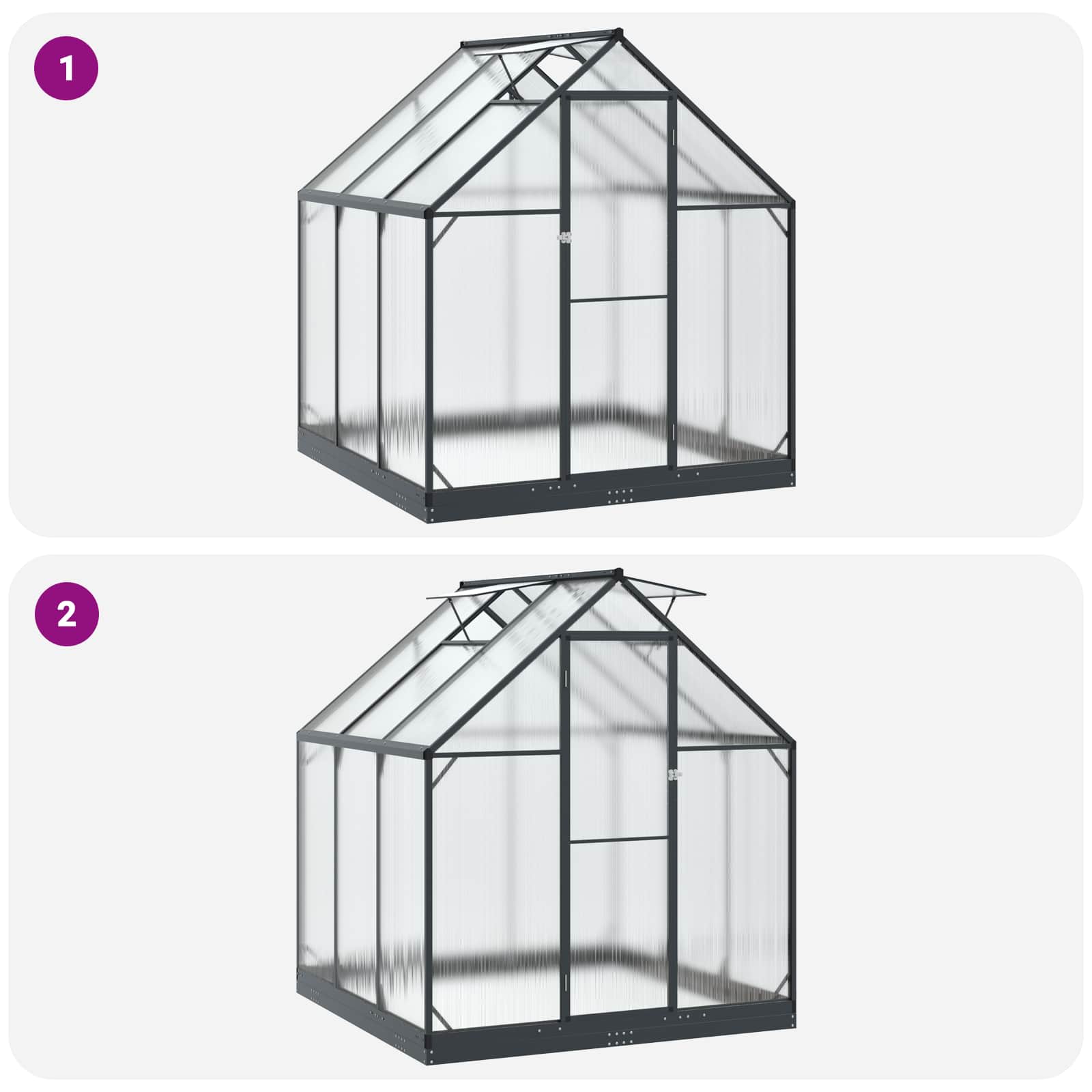 Tuin Serre met de deur Antracietkleurig 183,5 x 183,5 x 207 cm image 8