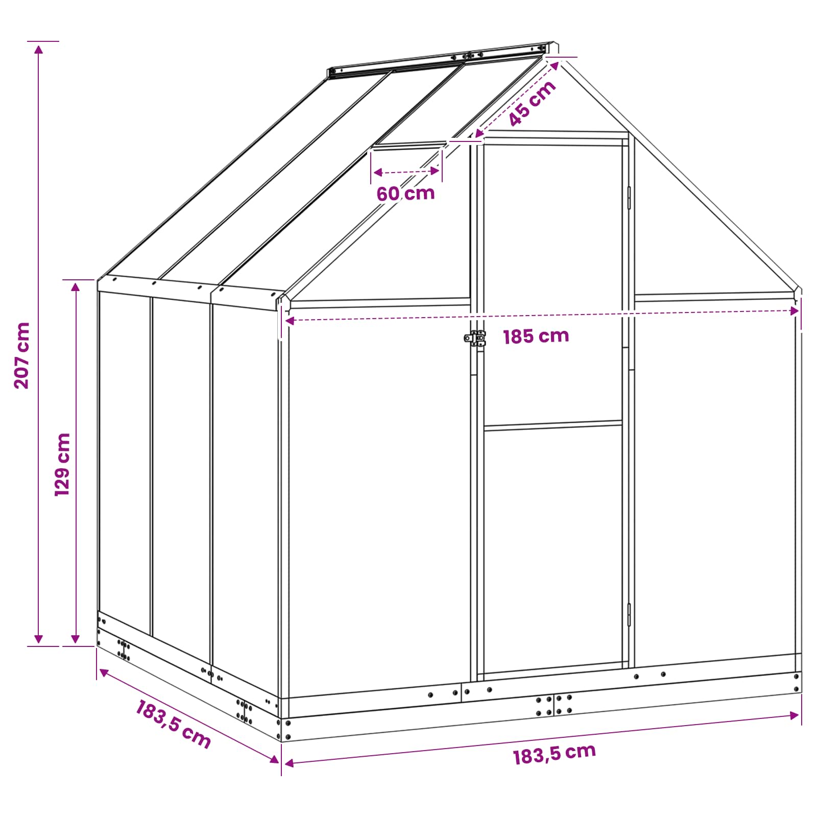Tuin Serre met de deur Antracietkleurig 183,5 x 183,5 x 207 cm image 9