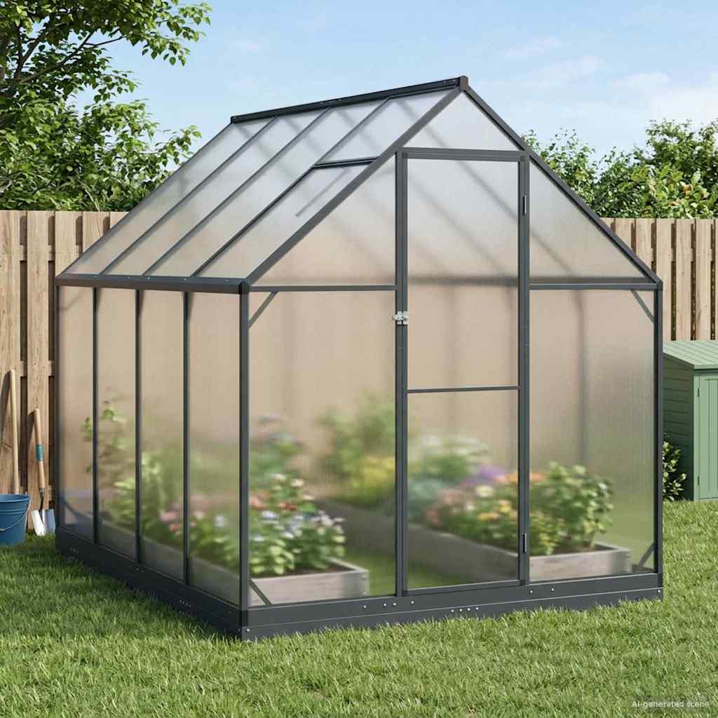 vidaXL Seră de grădină cu ușă Antracit 183,5 x 243,5 x 207 cm