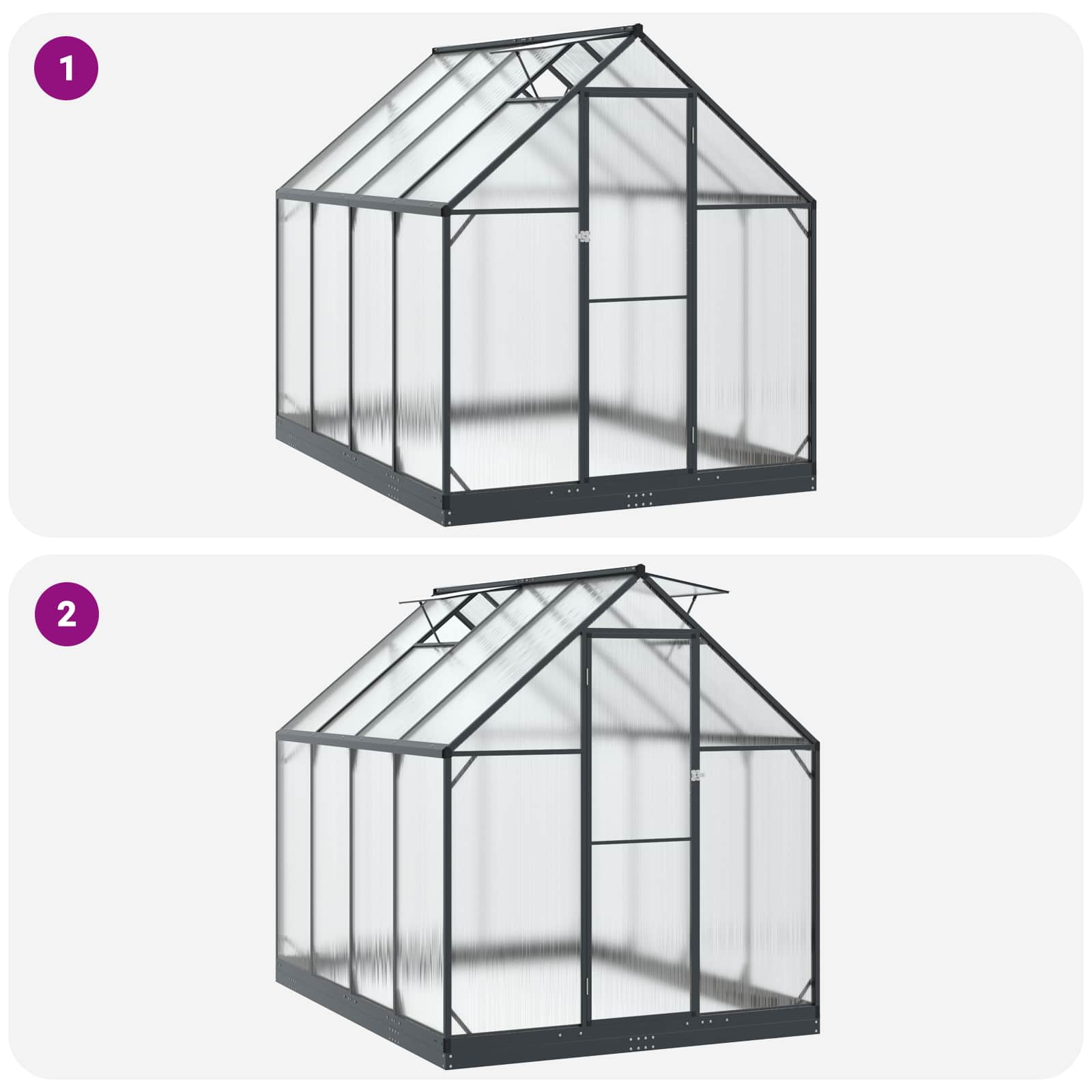 Tuin Serre met de deur Antracietkleurig 183,5 x 243,5 x 207 cm image 8