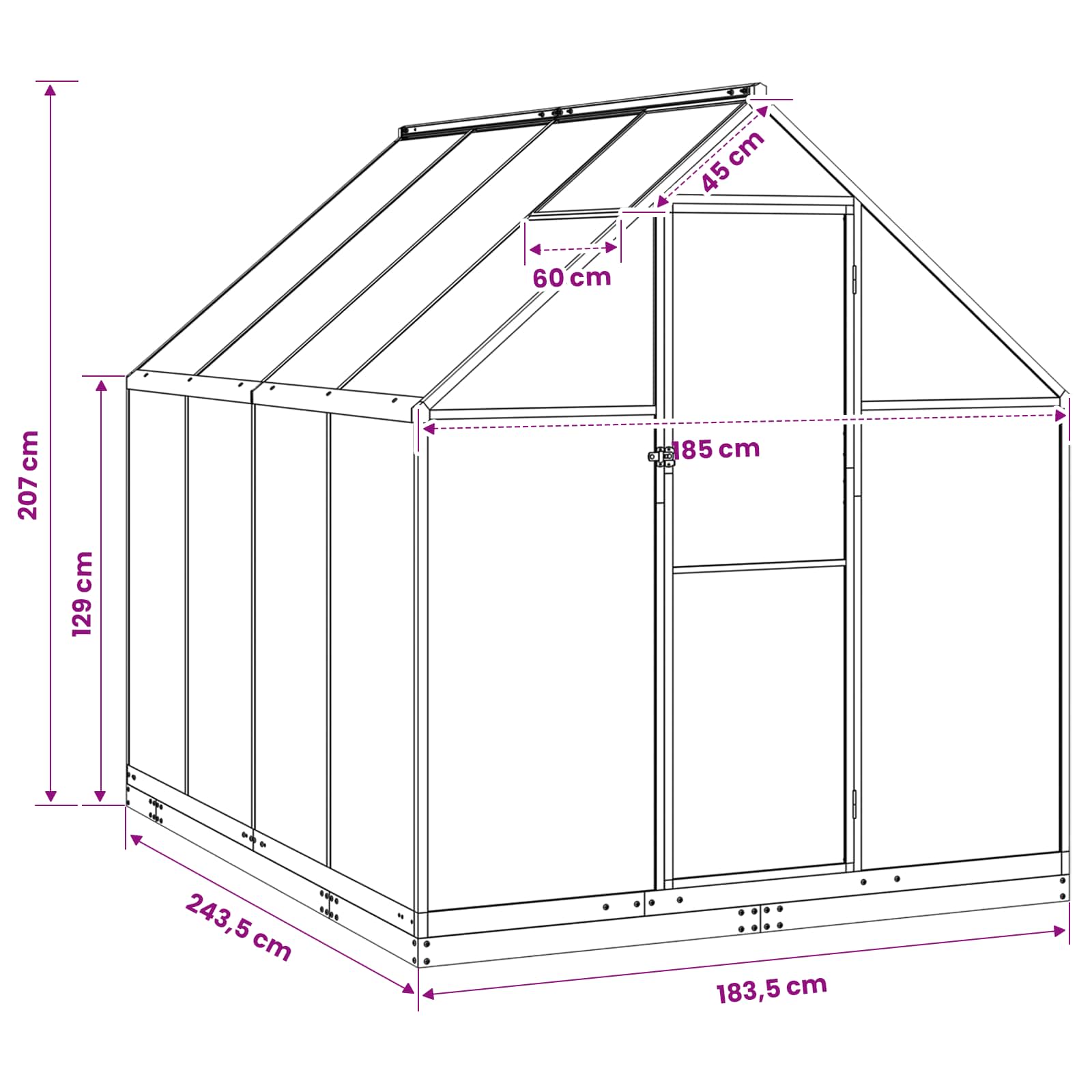 Tuin Serre met de deur Antracietkleurig 183,5 x 243,5 x 207 cm image 9