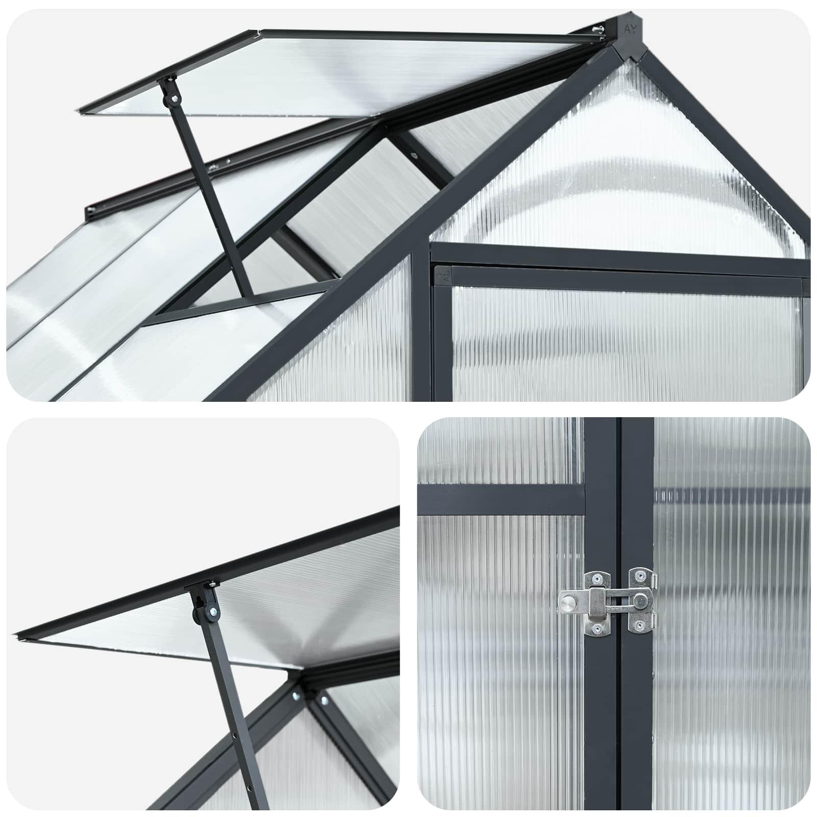 Tuin Serre met de deur Antracietkleurig 183,5 x 303,5 x 207 cm image 7