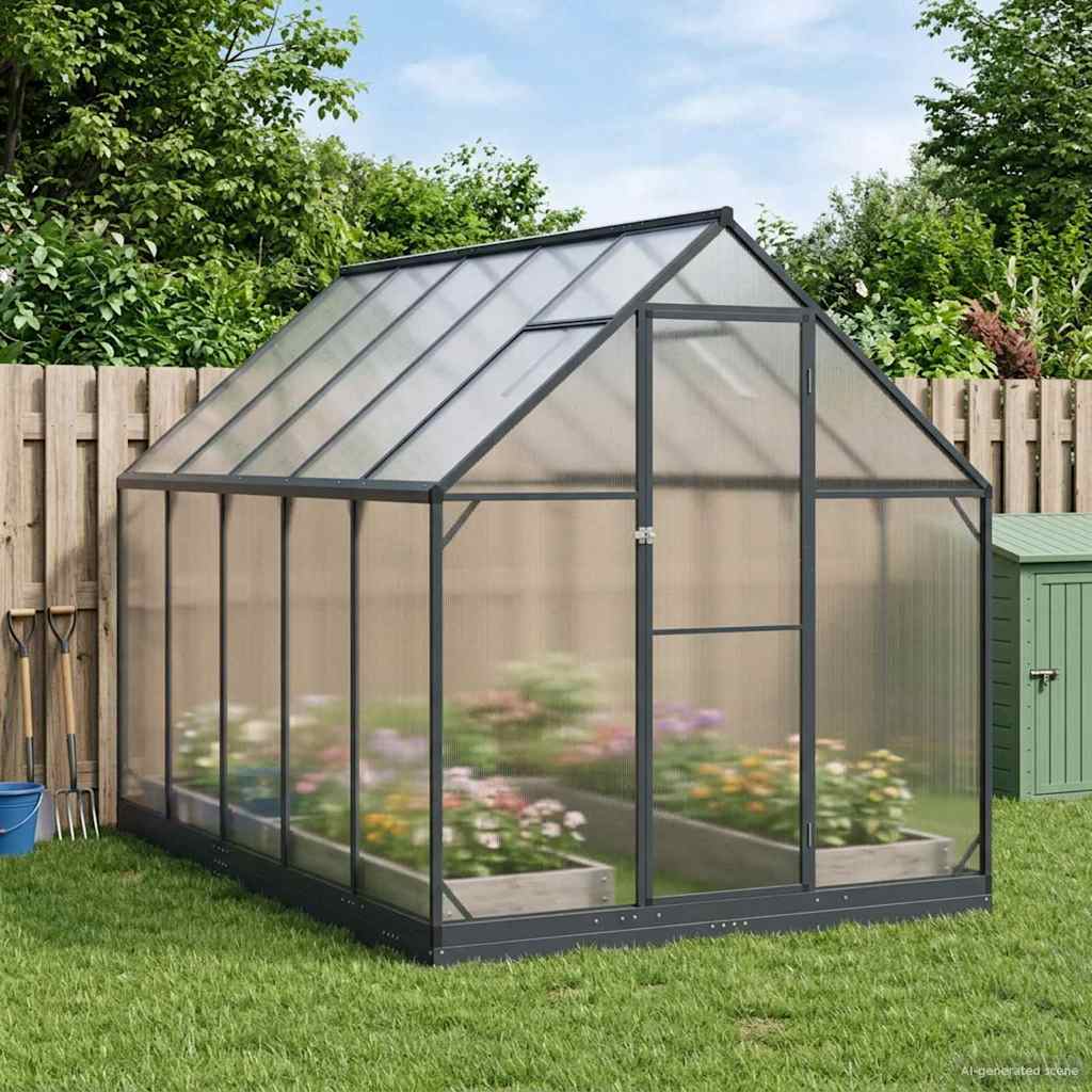 vidaXL Seră de grădină cu ușă Antracit 183,5 x 303,5 x 207 cm