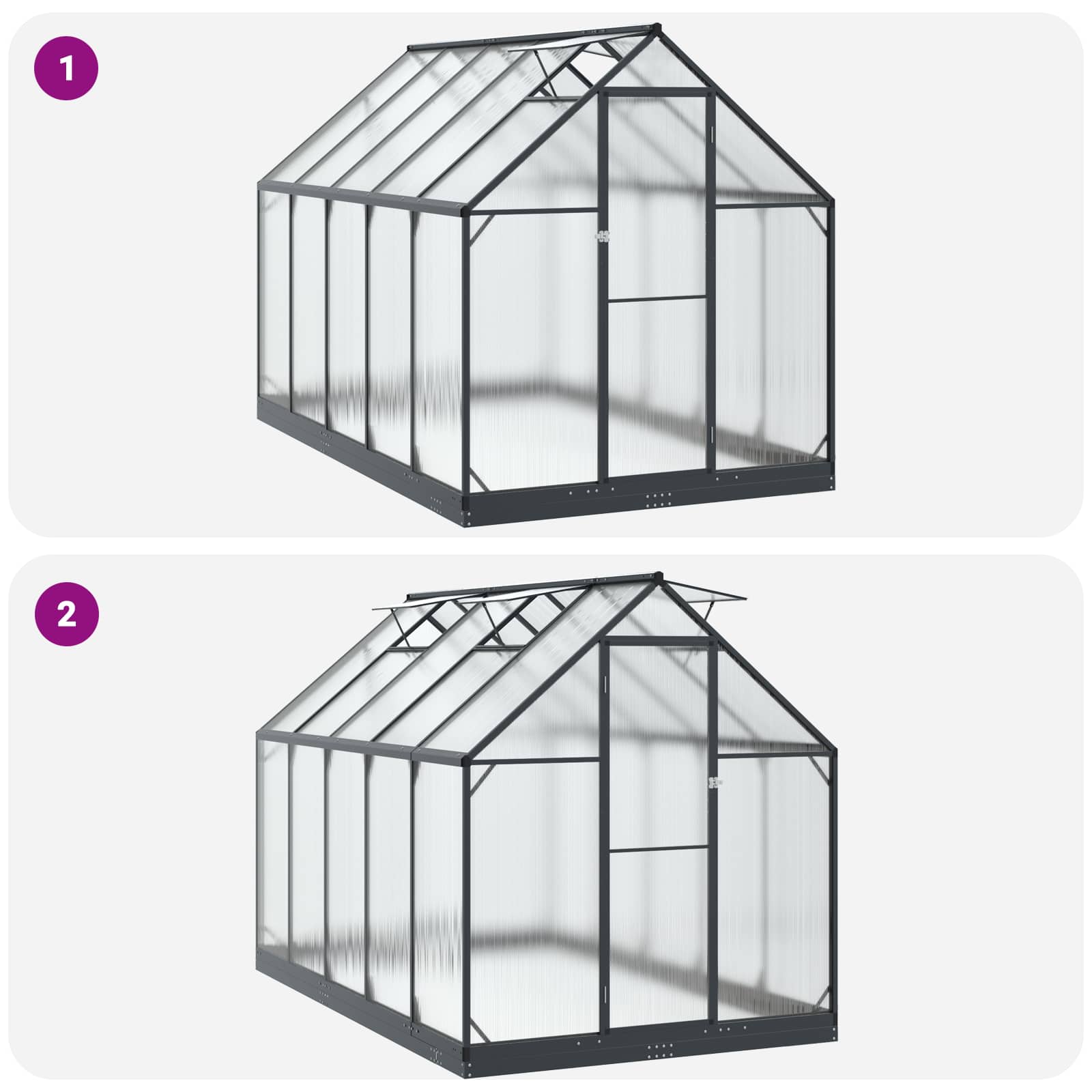 Tuin Serre met de deur Antracietkleurig 183,5 x 303,5 x 207 cm image 8