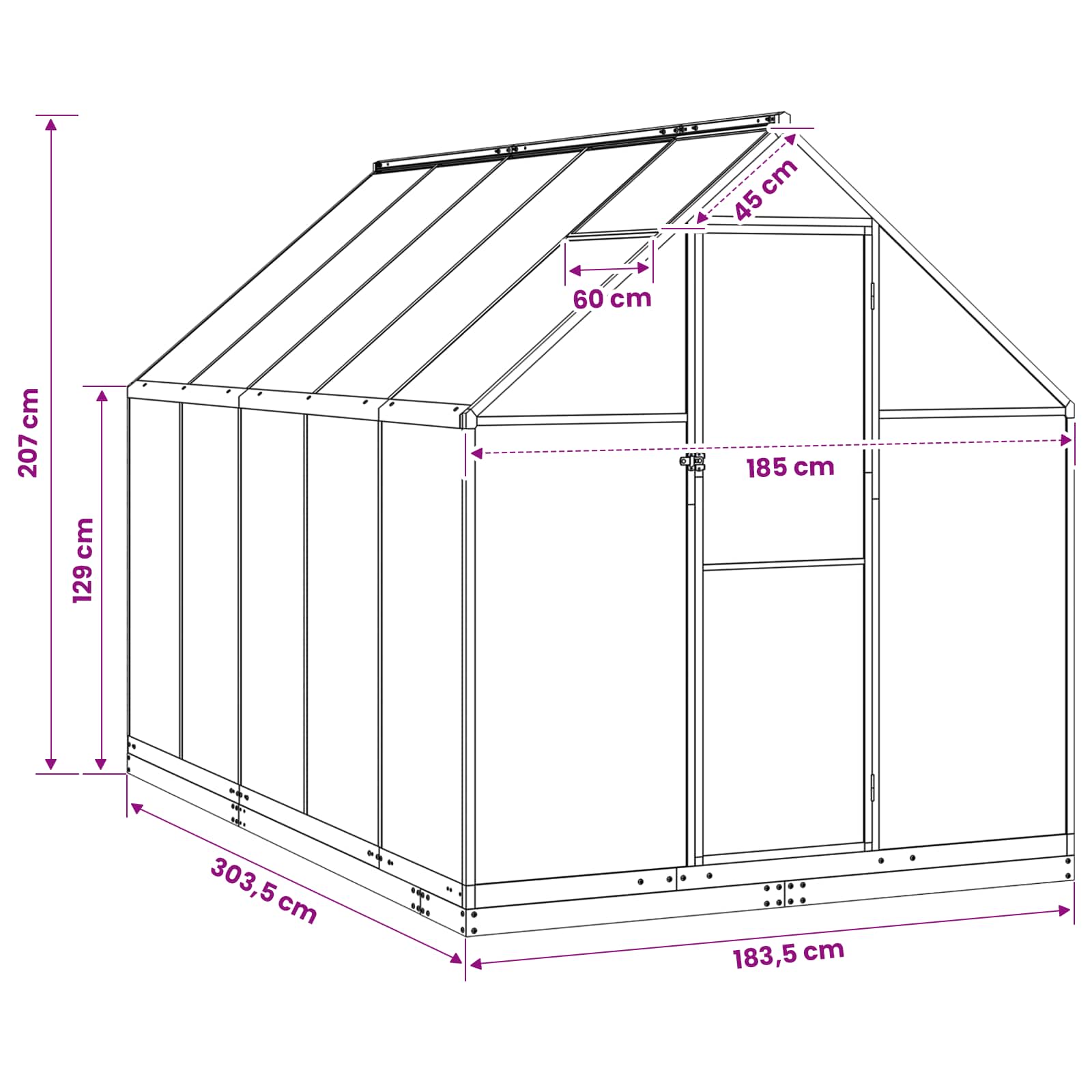 Tuin Serre met de deur Antracietkleurig 183,5 x 303,5 x 207 cm image 9