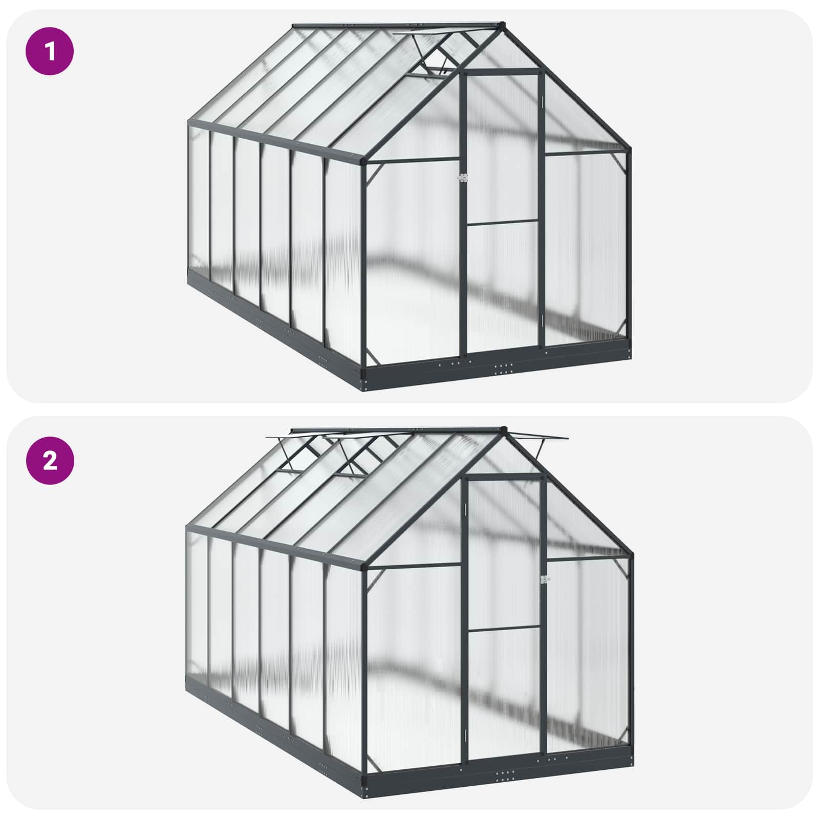 Tuin Serre met de deur Antracietkleurig 183,5 x 363,5 x 207 cm image 8