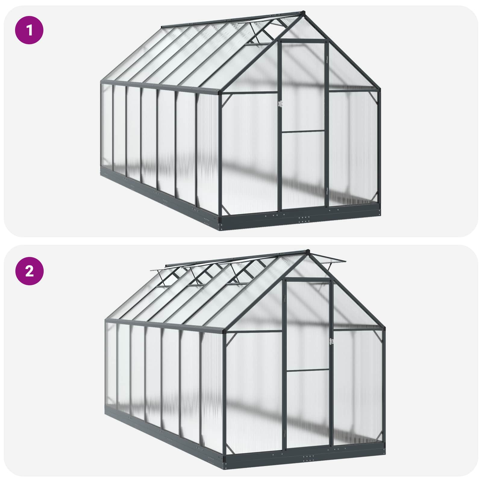 Tuin Serre met de deur Antracietkleurig 183,5 x 423,5 x 207 cm image 7