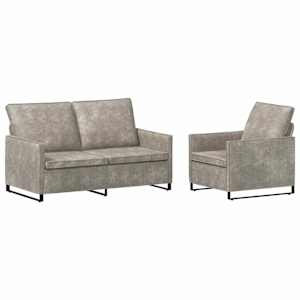 vidaXL Diivanikomplekt 2 pcs Helehall Tehisseemisnahk
