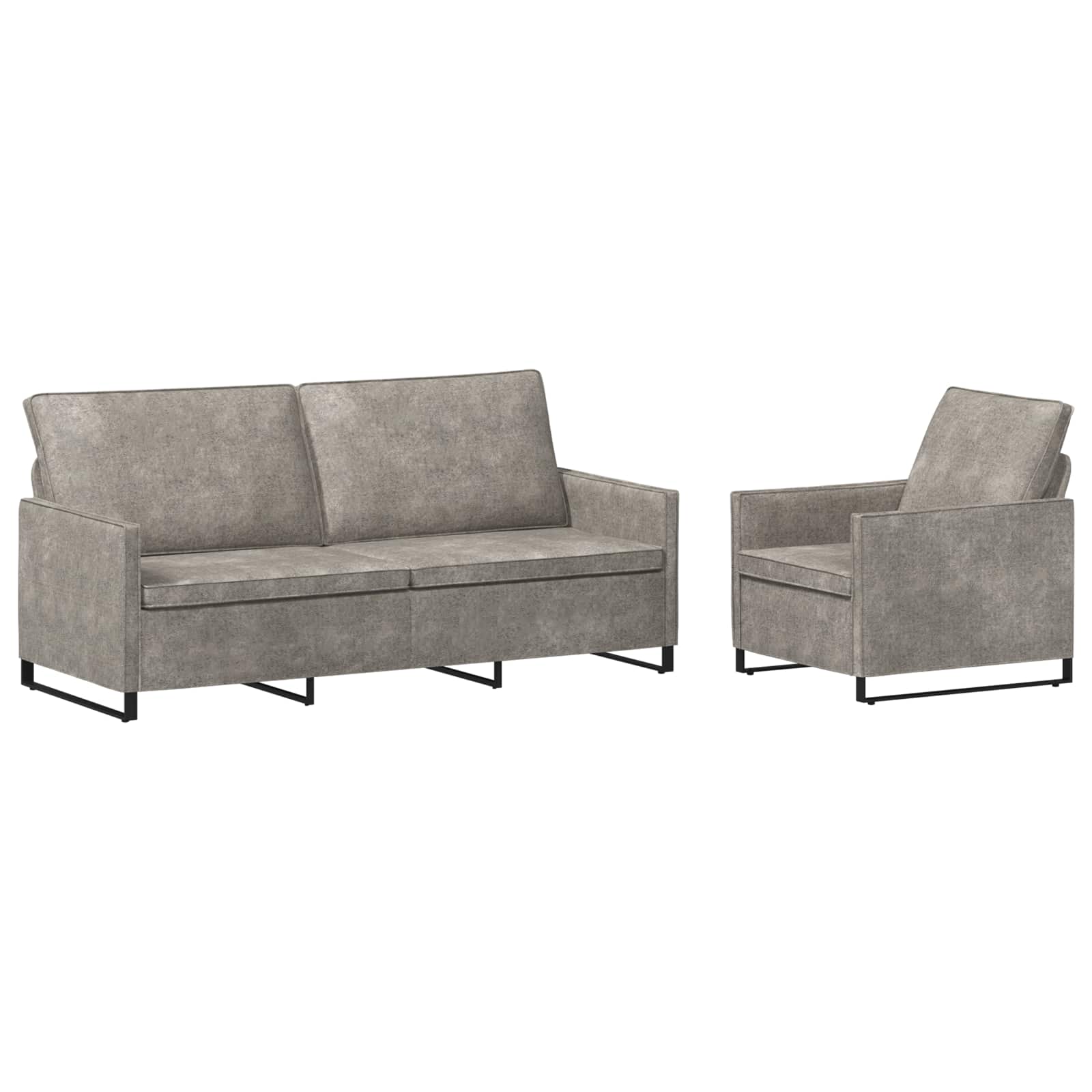 vidaXL Set pohovek 2 pcs Světle šedá Umělý semiš