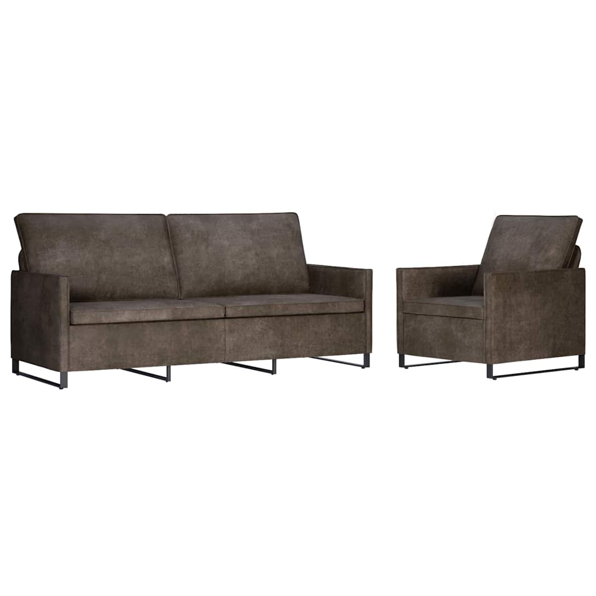 Sofa Sæt 2 stk. Mørkegrå Faux suedestof - Billede 2