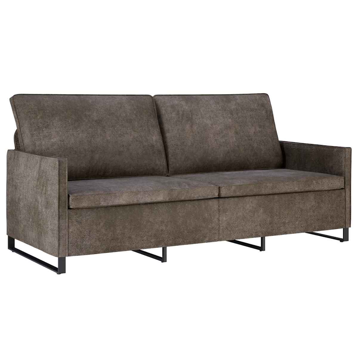 Sofa Sæt 2 stk. Mørkegrå Faux suedestof - Billede 4