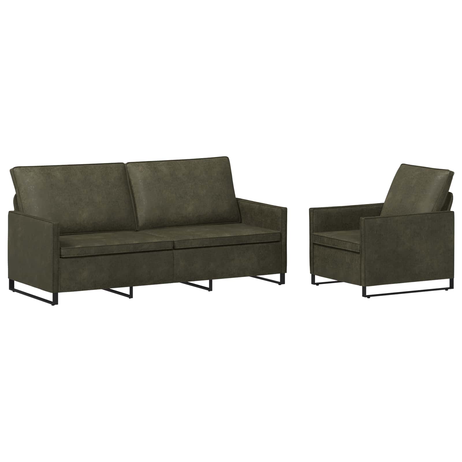 vidaXL Set pohovek 2 pcs Armádně zelená Umělý semiš