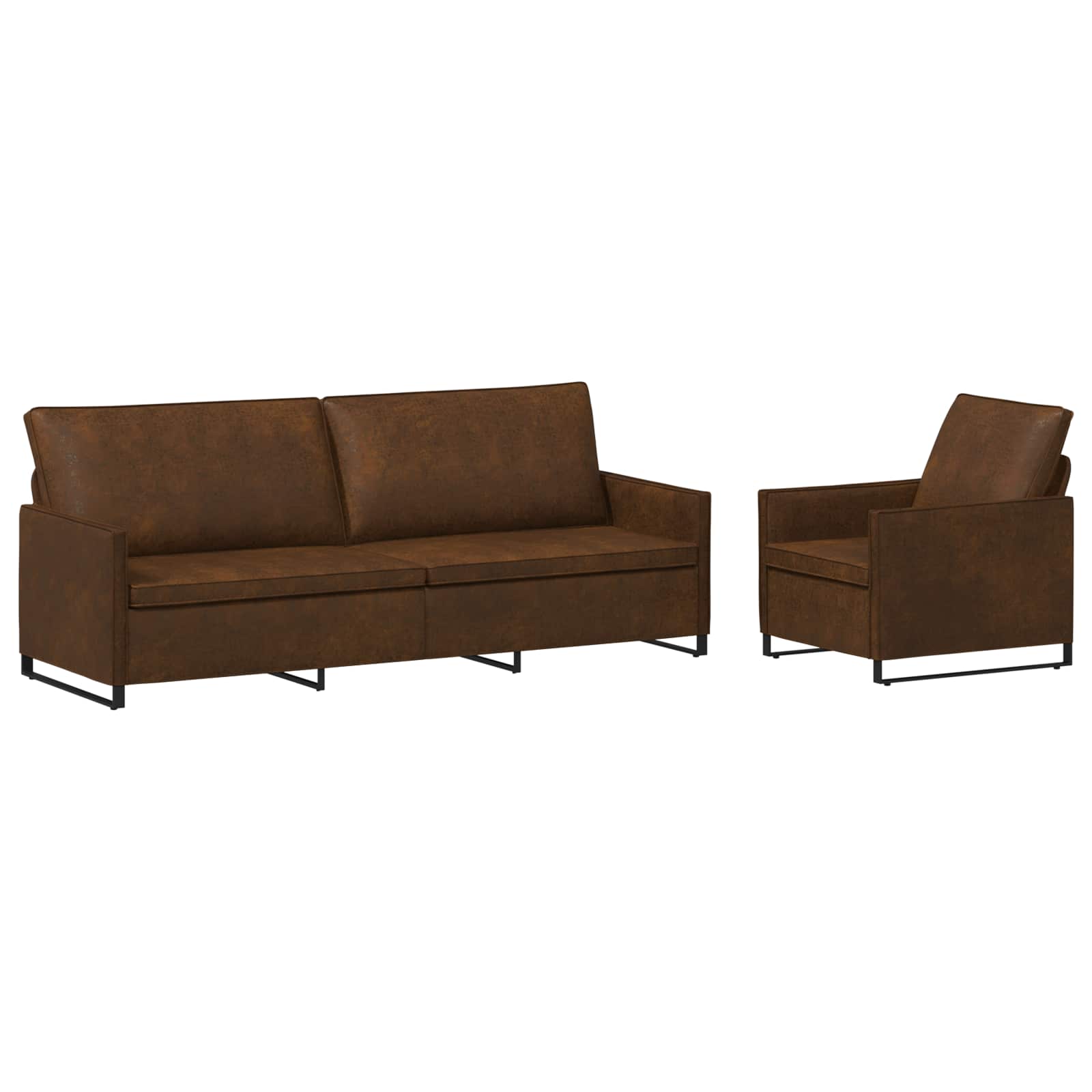 vidaXL Set pohovek 2 pcs Hnědá Umělý semiš