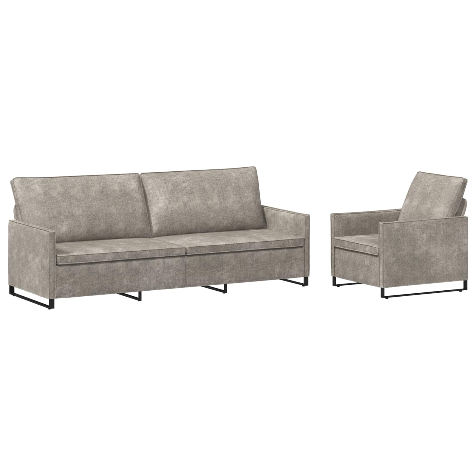 vidaXL Set pohovek 2 pcs Světle šedá Umělý semiš