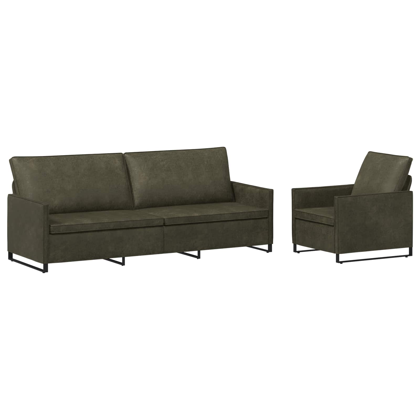 vidaXL Set pohovek 2 pcs Armádně zelená Umělý semiš