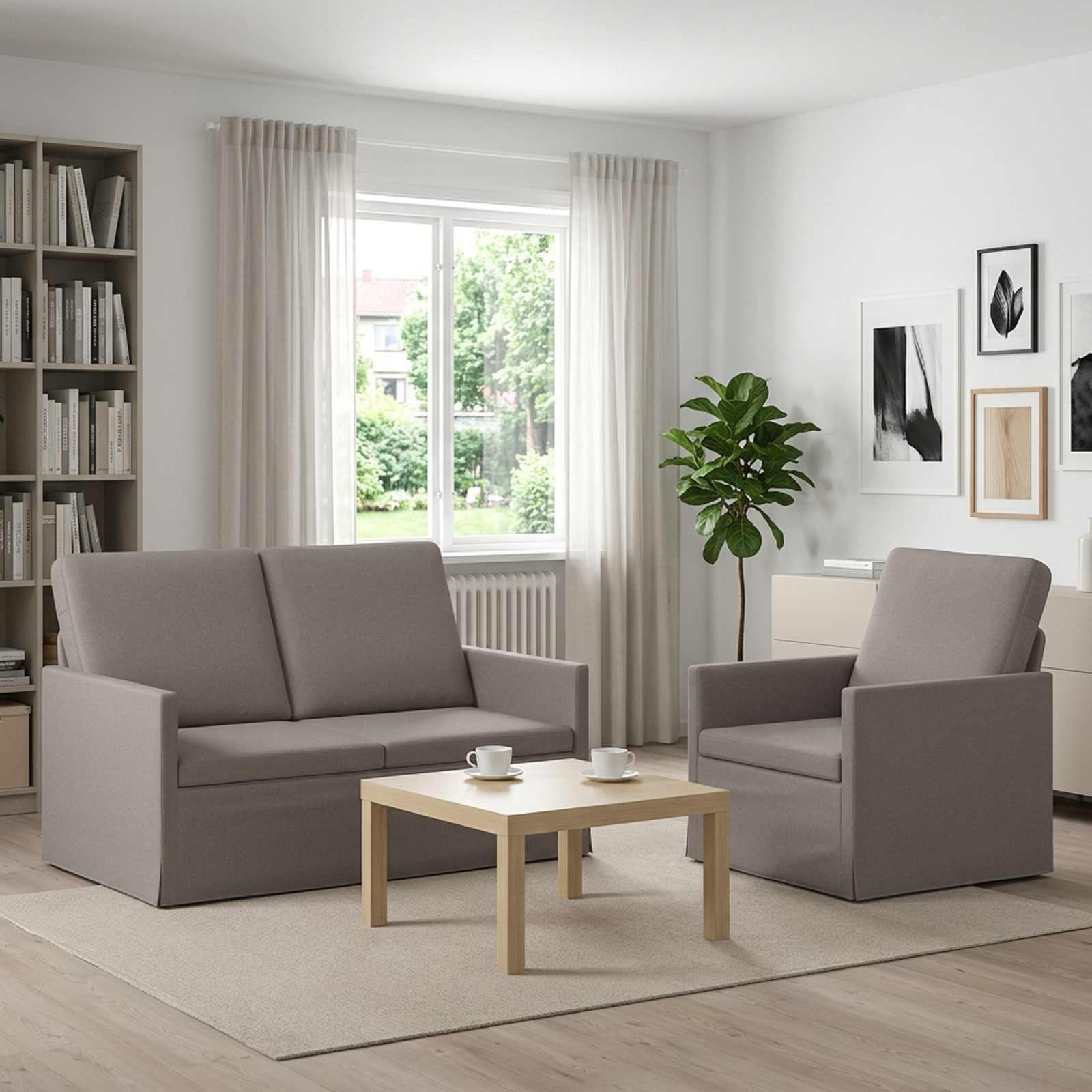 vidaXL Sofa Sæt 2 pcs Gråbrun Stof