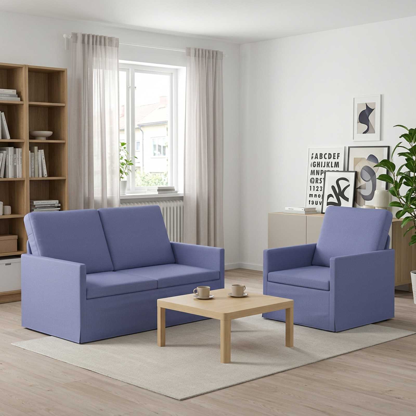 vidaXL Sofa Sæt 2 pcs Jeans blå Stof