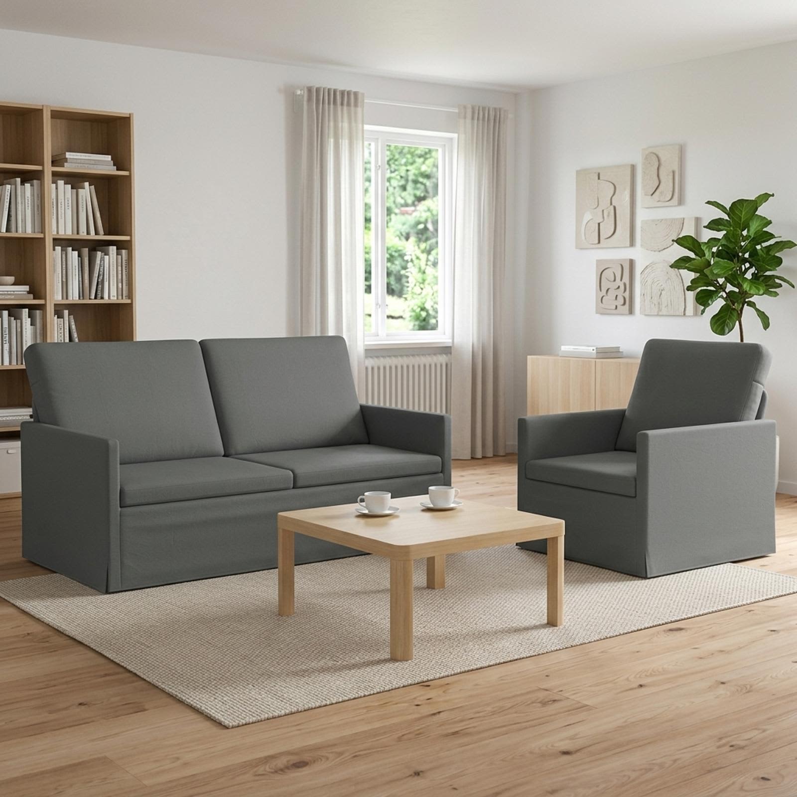 vidaXL Sofa Sæt 2 pcs Mørkegrå Stof