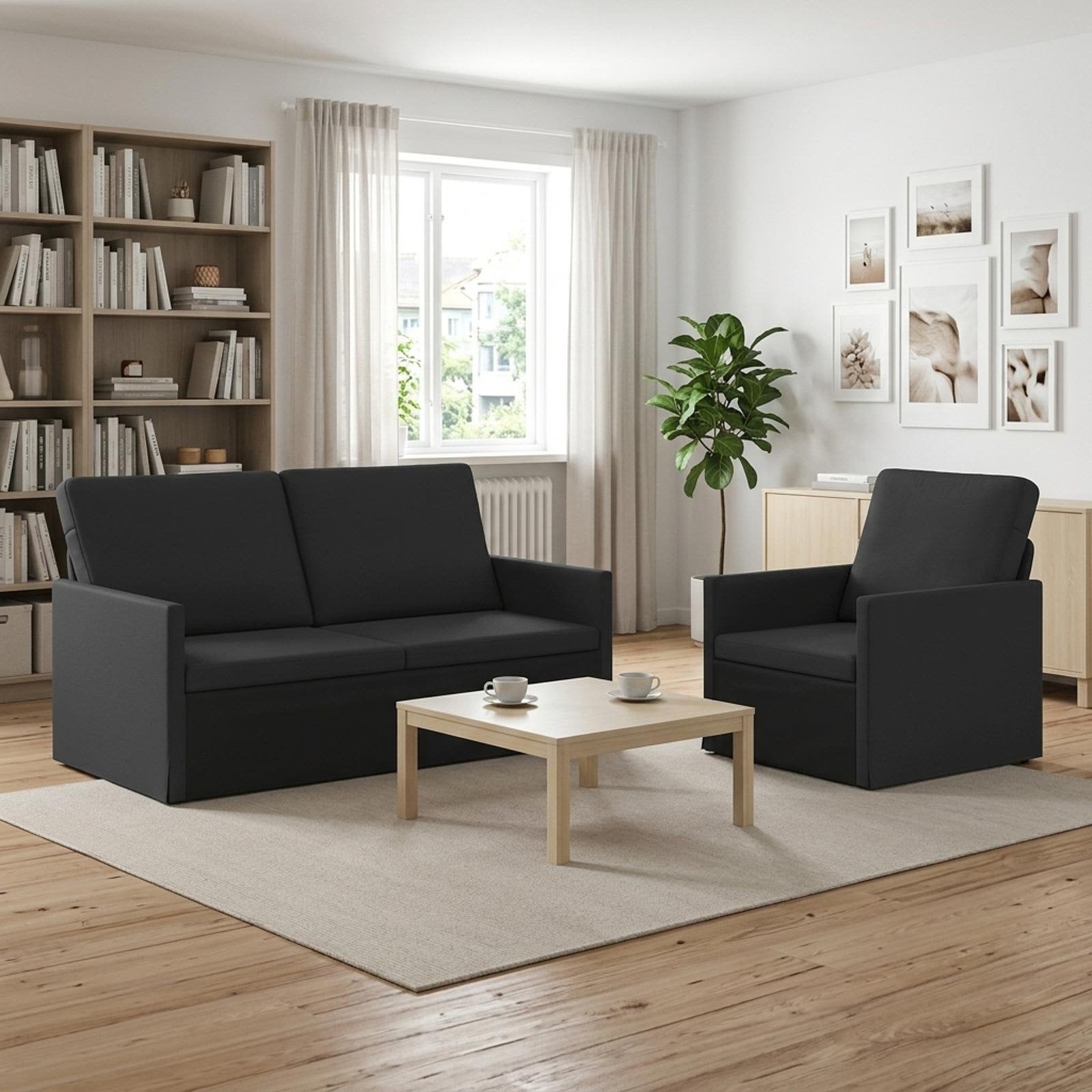 vidaXL Sofa Sæt 2 pcs Sort Stof