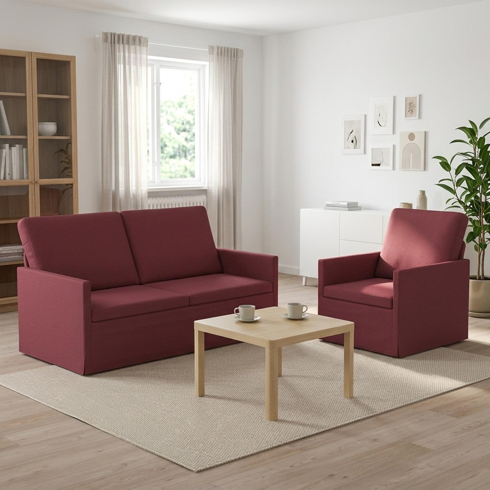 vidaXL Sofa Sæt 2 pcs Vinrød Stof