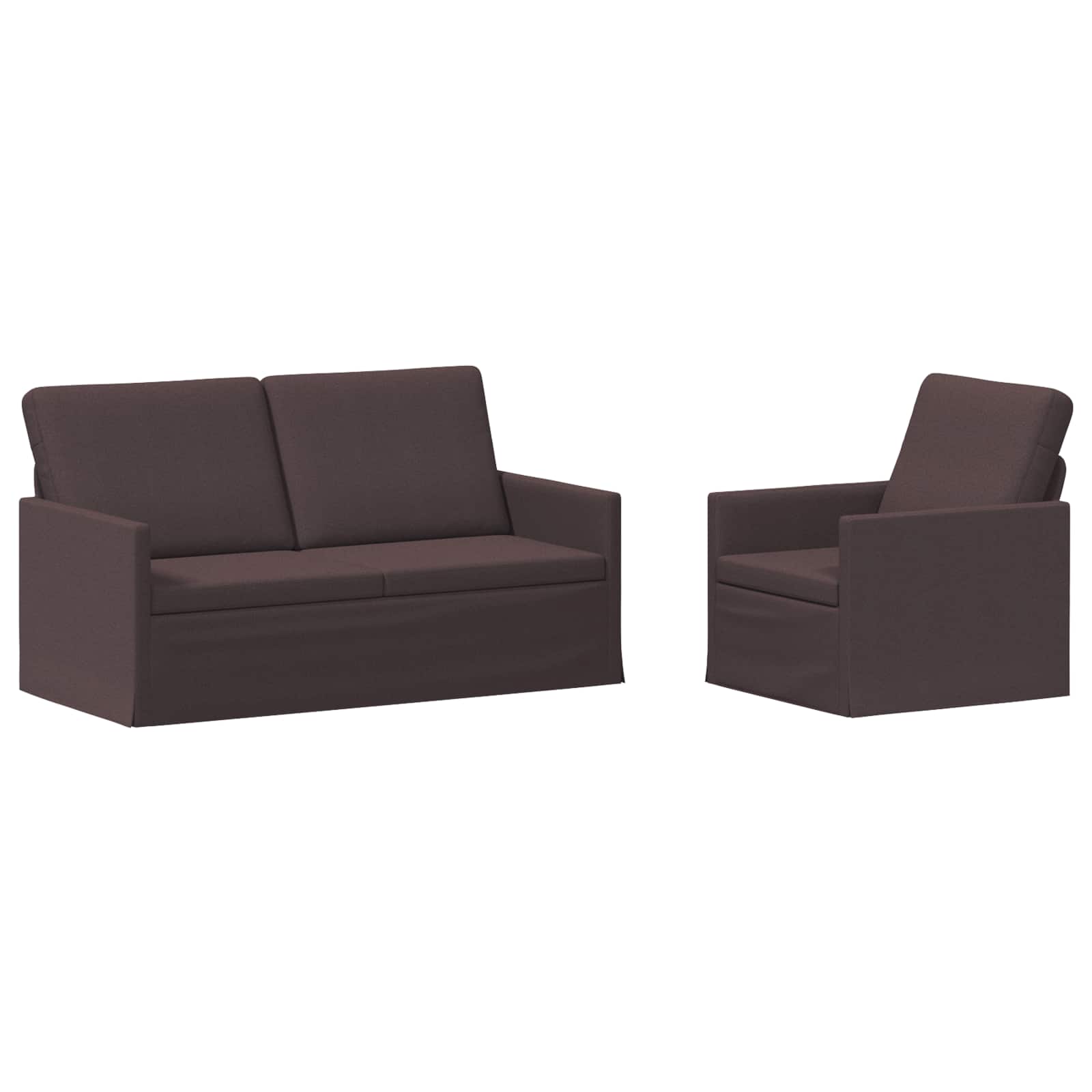 vidaXL Set pohovek 2 pcs Tmavě hnědá Textil