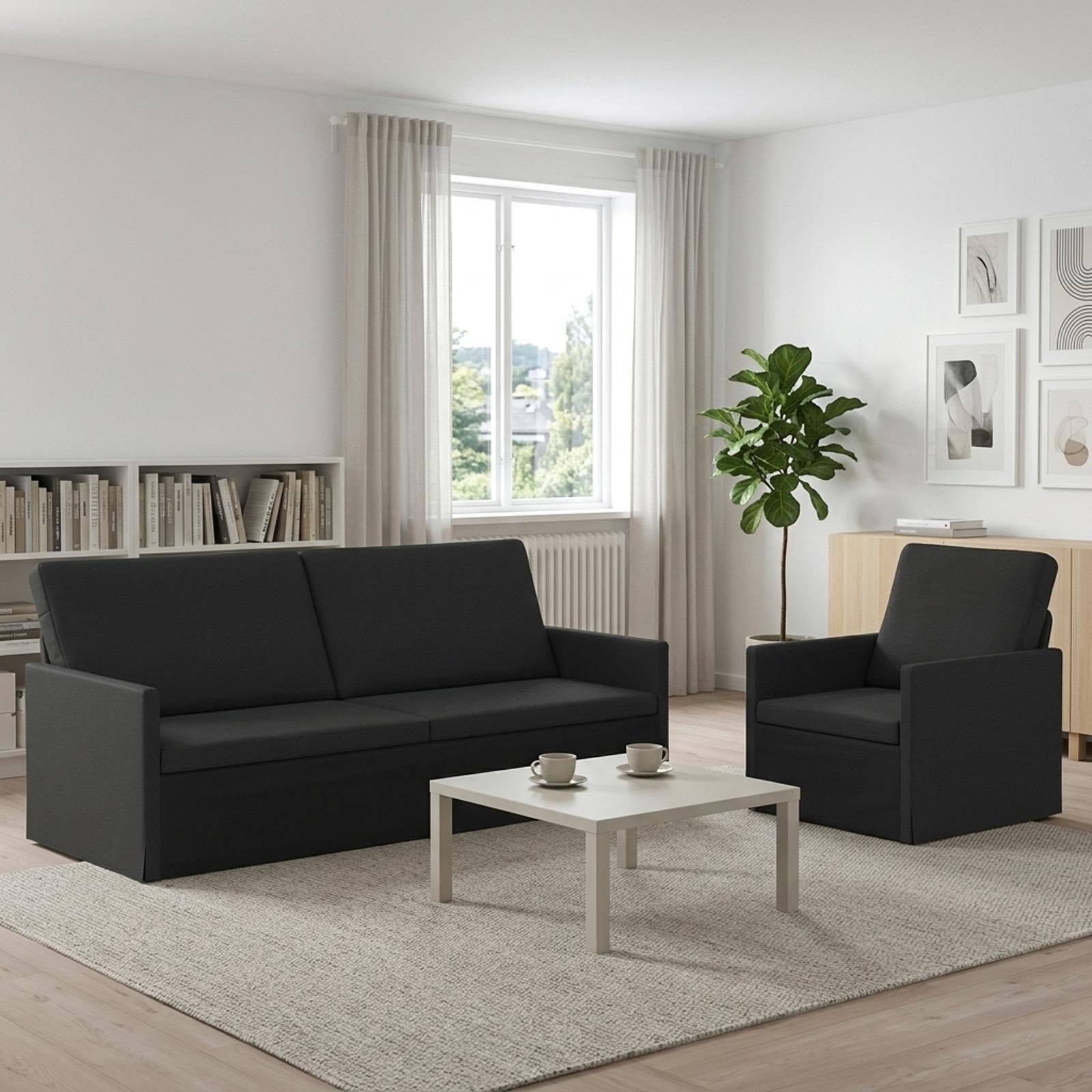 vidaXL Sofa Sæt 2 pcs Sort Stof