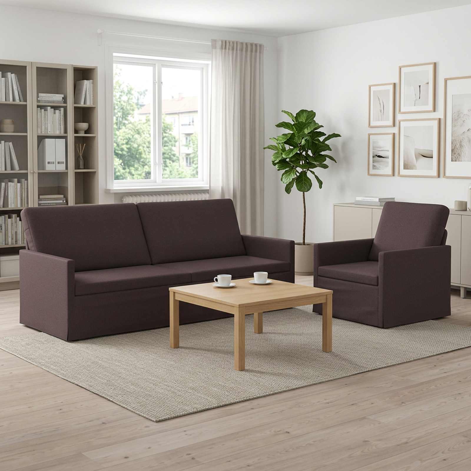 vidaXL Sofa-Set 2 pcs Dunkelbraun Stoff