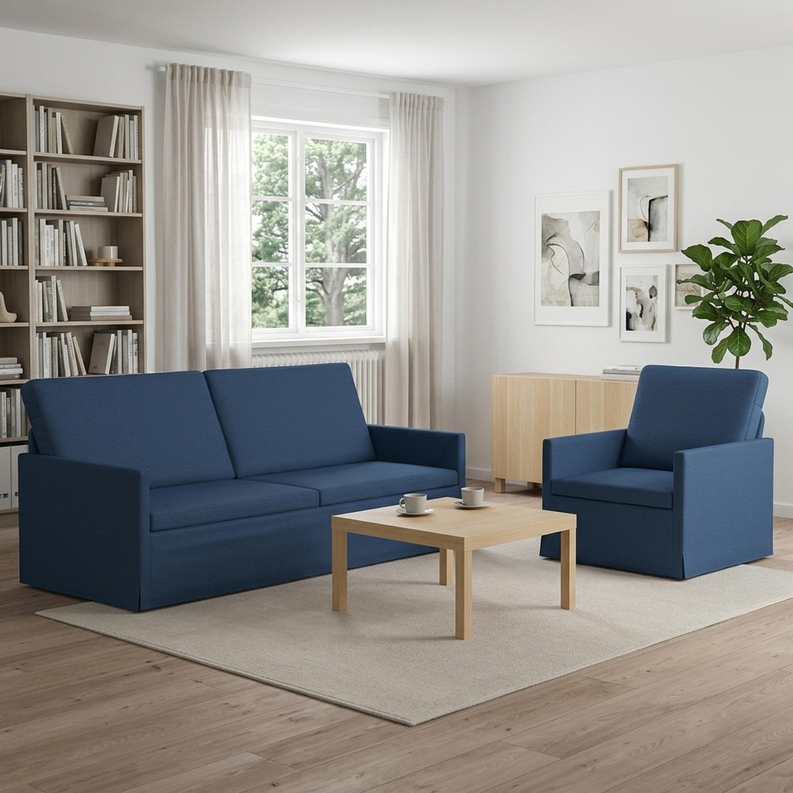 vidaXL Sofa Sæt 2 pcs Blå Stof