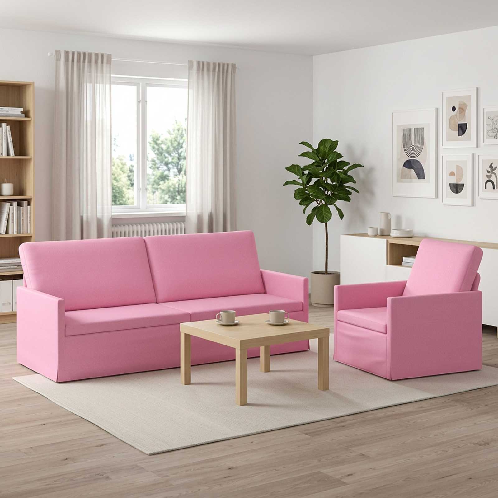 vidaXL Sofa Sæt 2 pcs Lyserød Stof