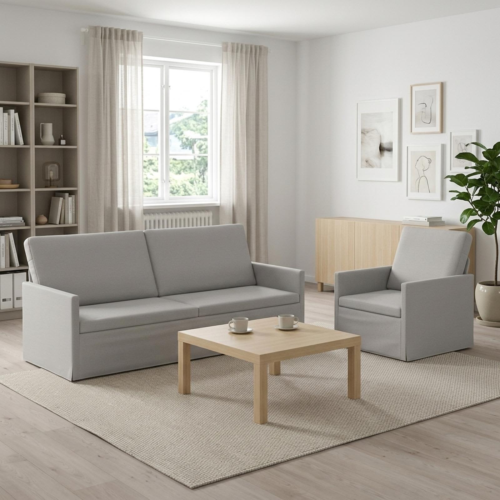 vidaXL Sofa Sæt 2 pcs Skygrå Stof