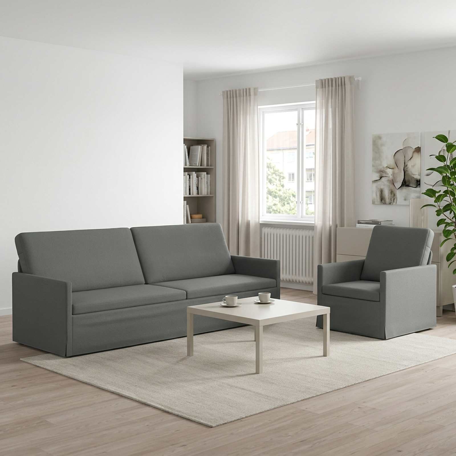 vidaXL Sofa Sæt 2 pcs Mørkegrå Stof