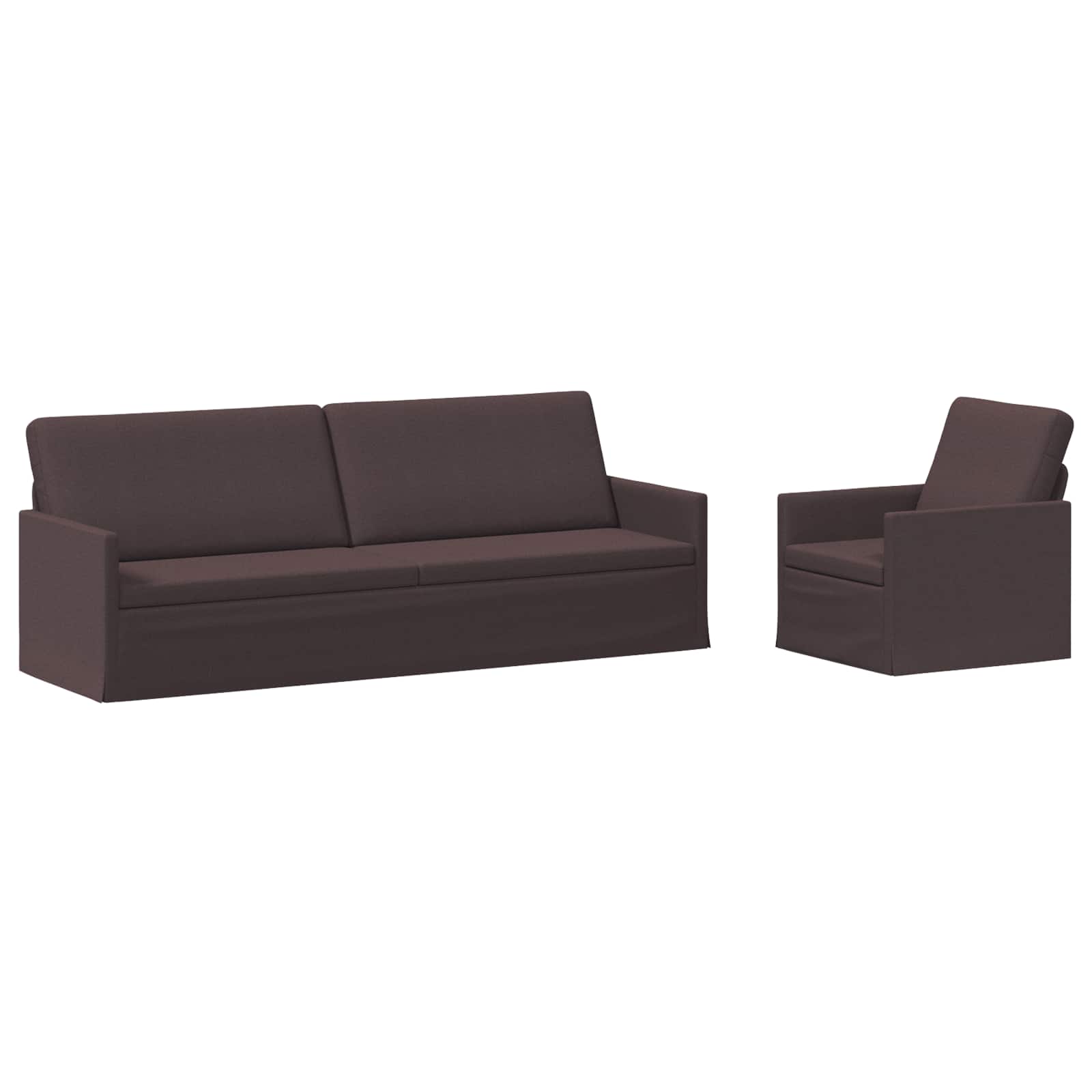 vidaXL Set pohovek 2 pcs Tmavě hnědá Textil