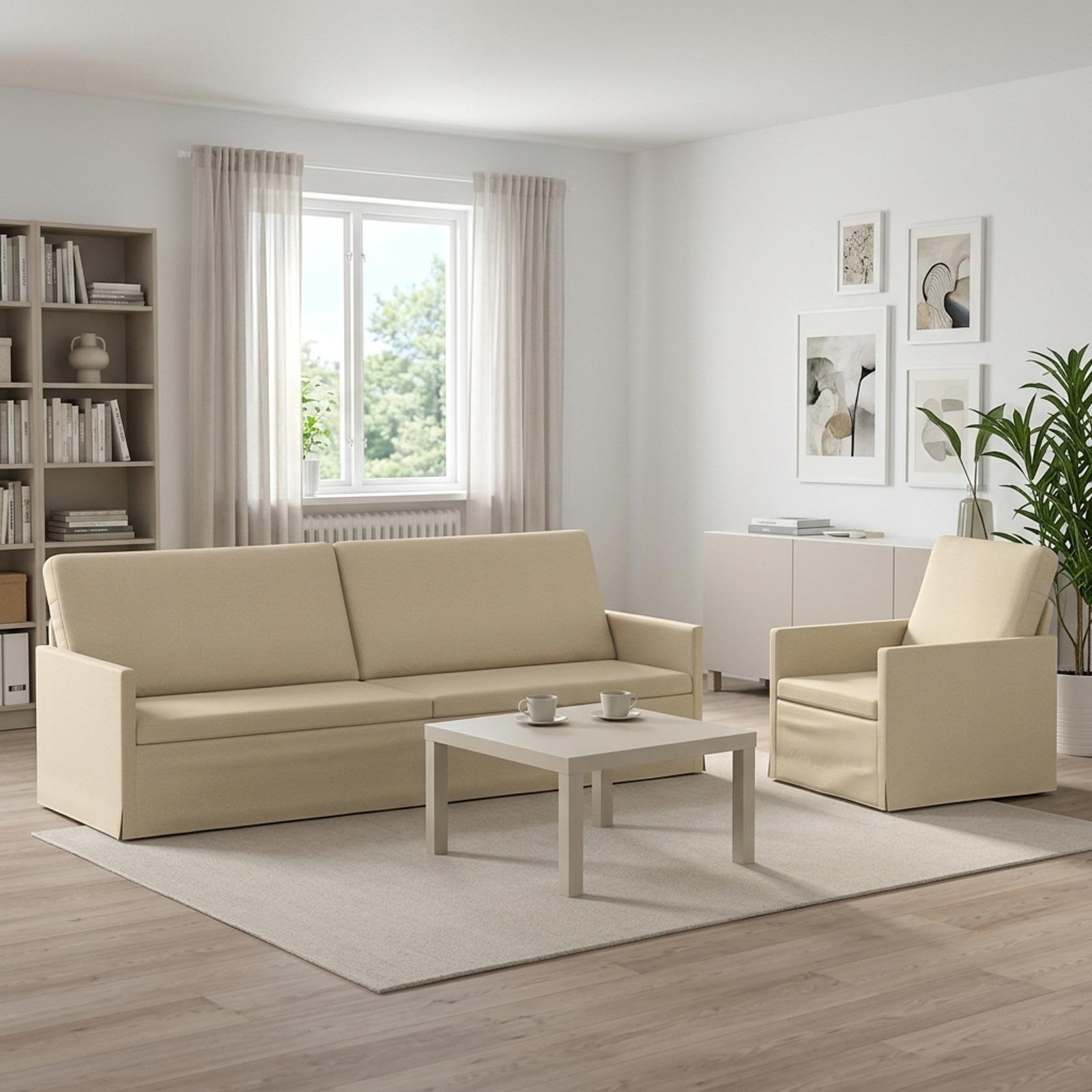 vidaXL Sofa Sæt 2 pcs Cremefarvet Stof
