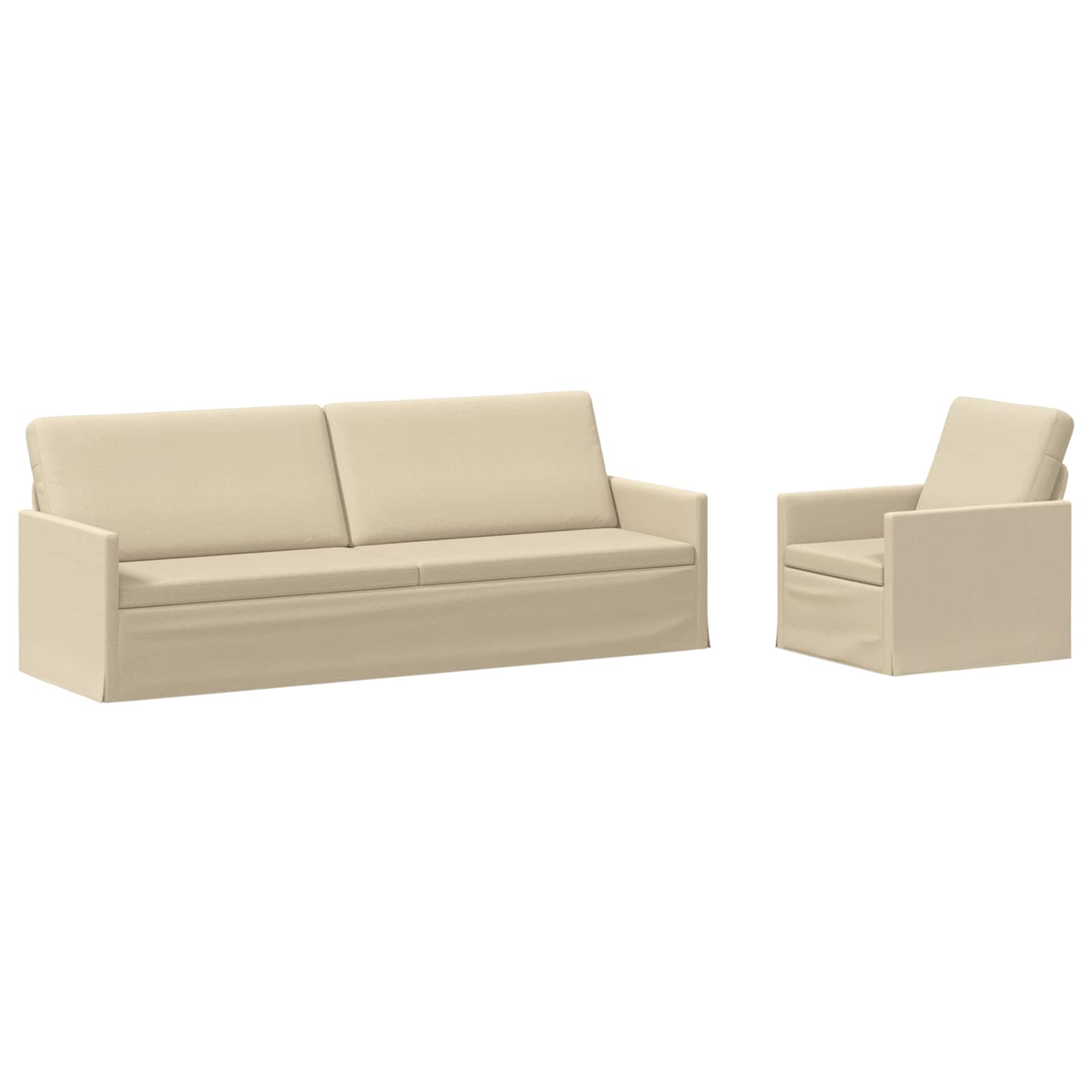 vidaXL Set pohovek 2 pcs Krémová Textil