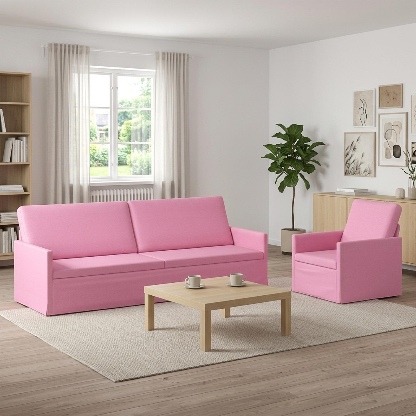 vidaXL Sofa Sæt 2 pcs Lyserød Stof