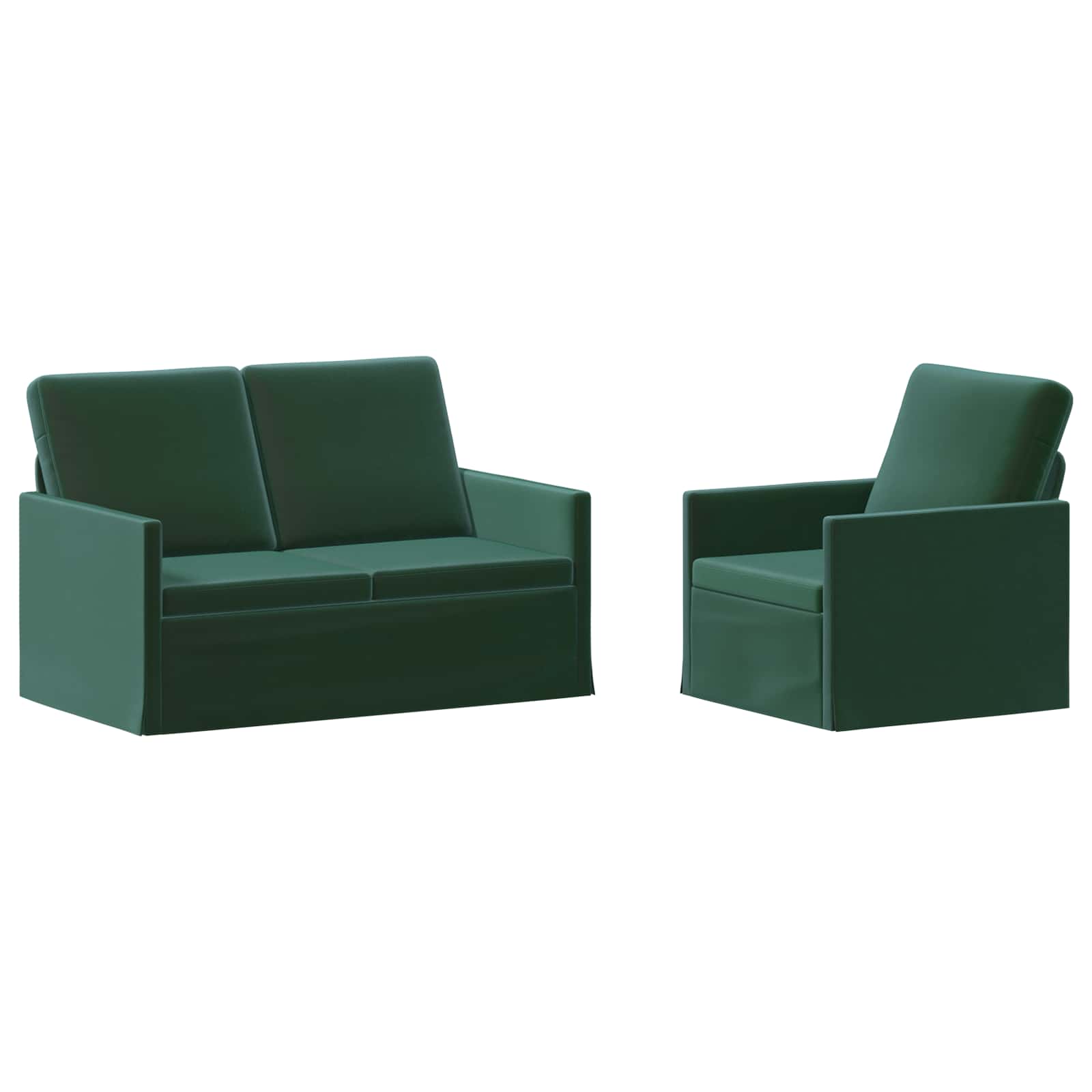 vidaXL Set pohovek 2 pcs Tmavě zelená Samet