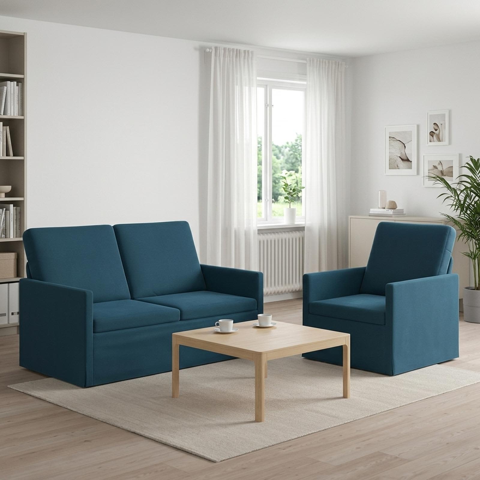 Kavčna garnitura 2 pcs Modra Žamet