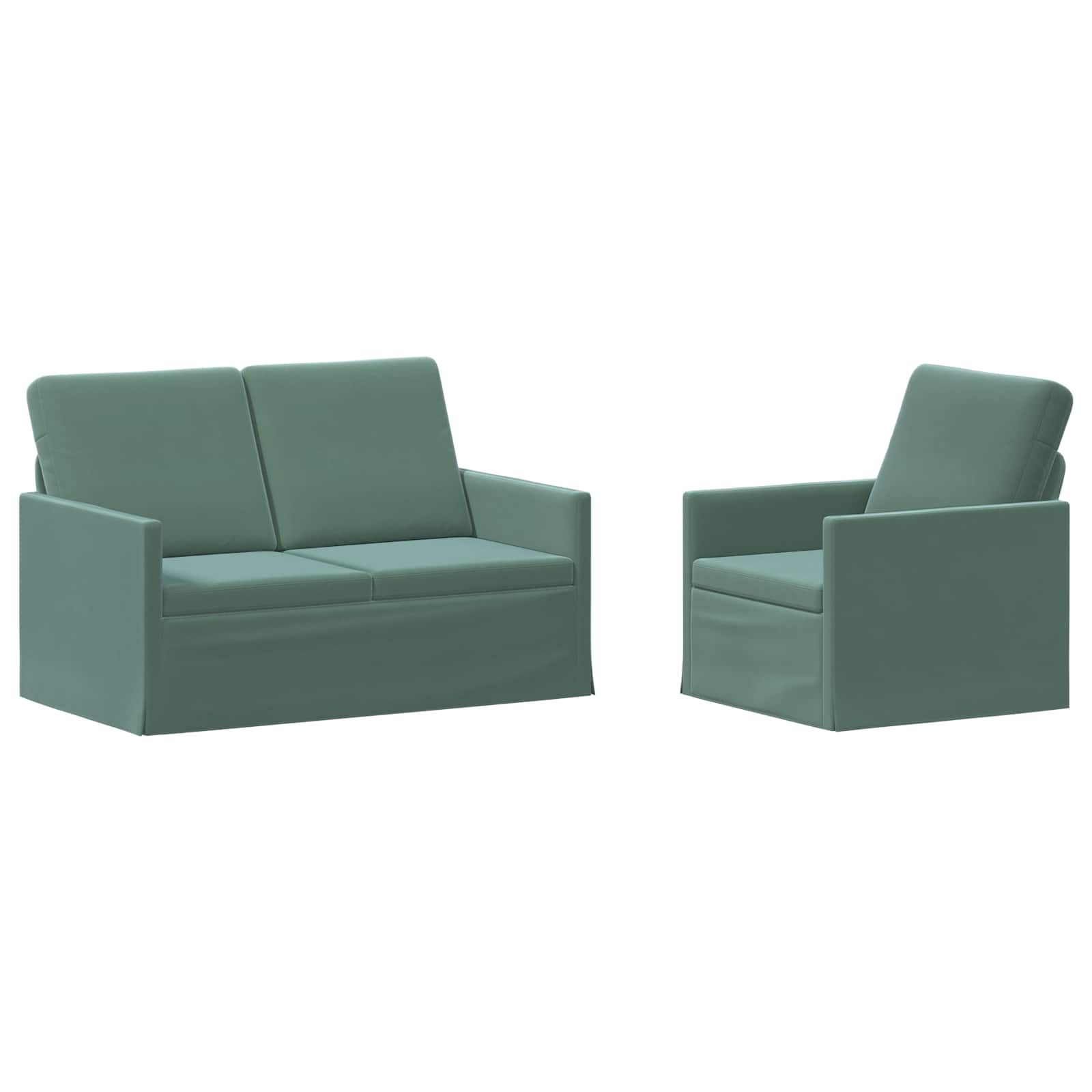 Kavčna garnitura 2 pcs Morsko zelena Žamet