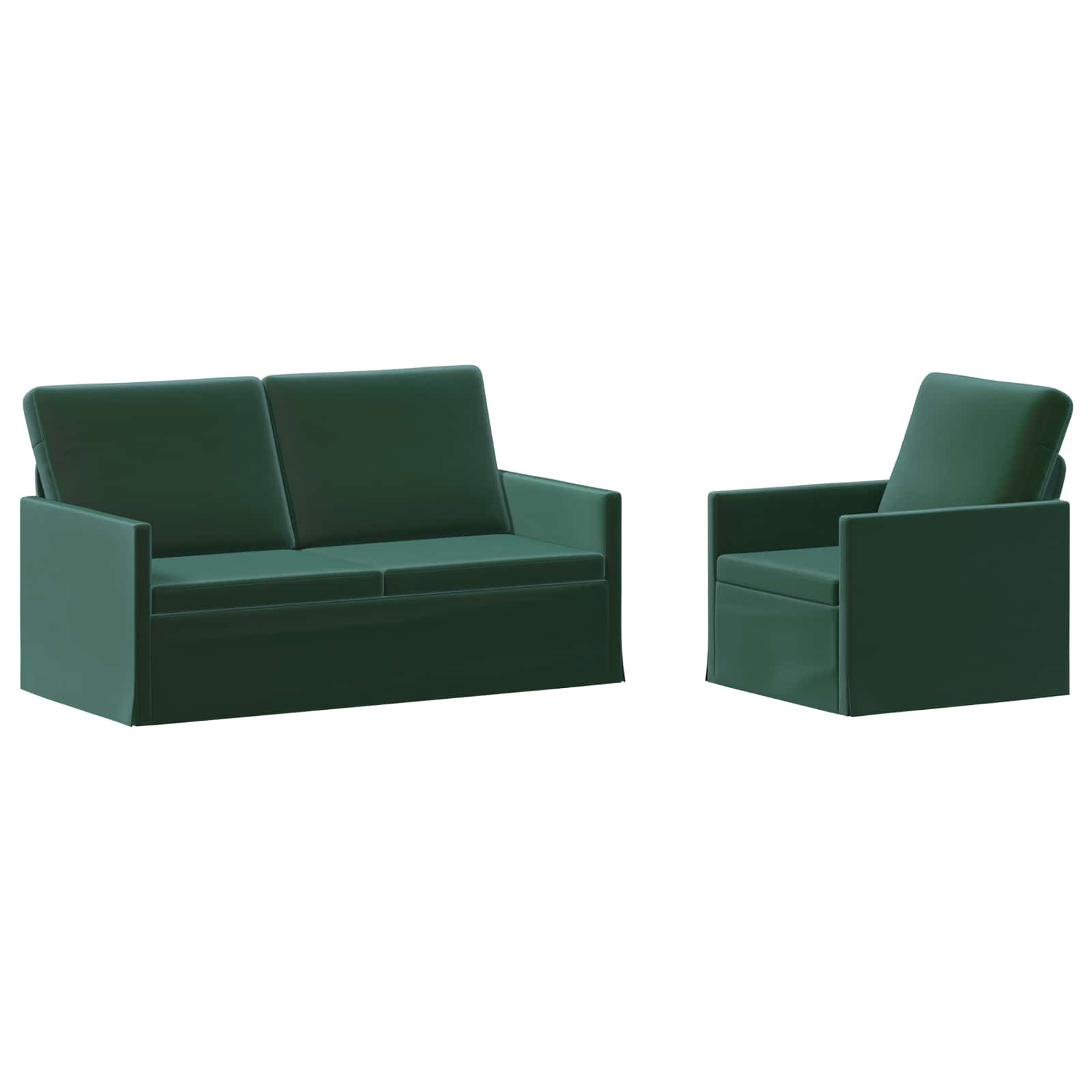 vidaXL Set pohovek 2 pcs Tmavě zelená Samet