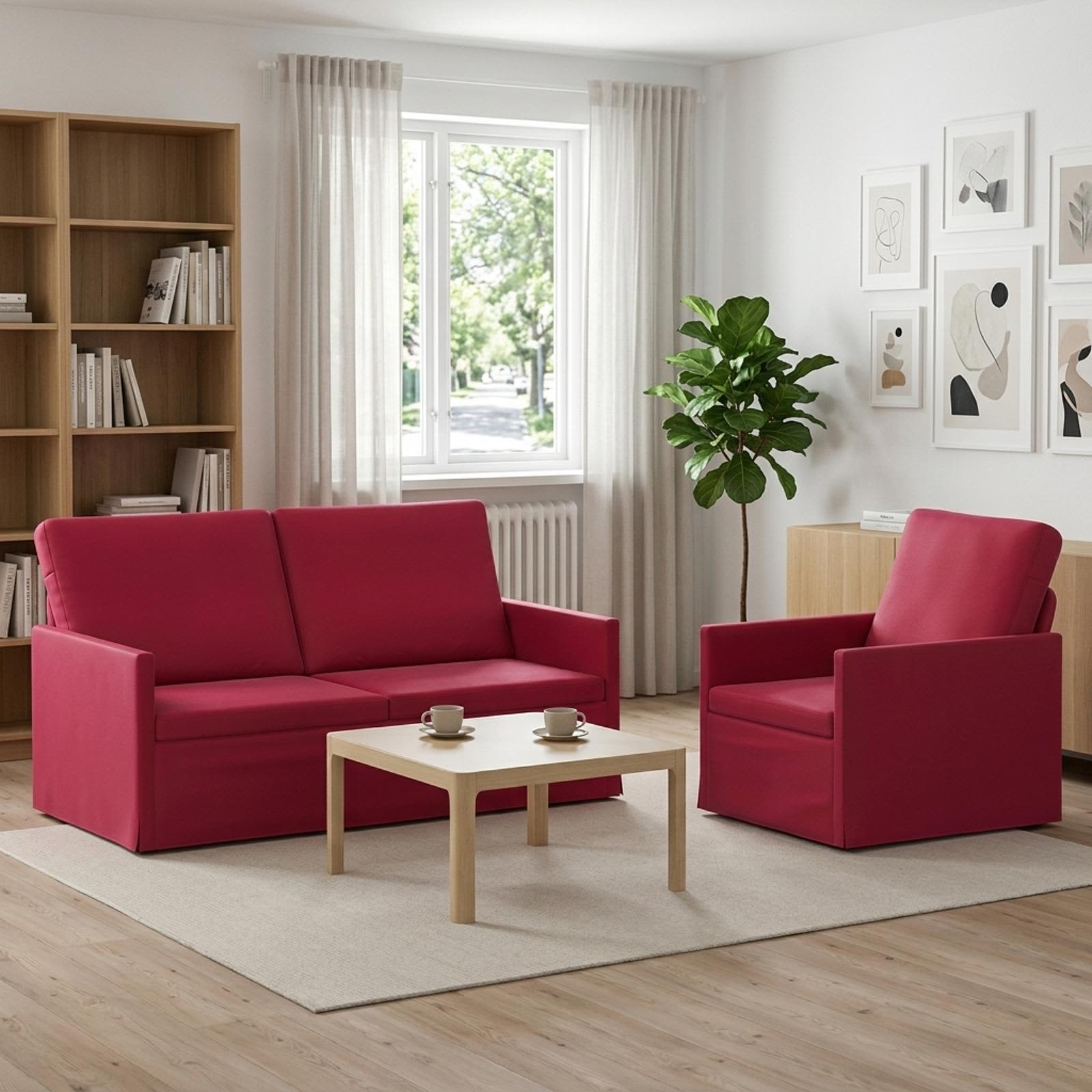Kavčna garnitura 2 pcs Vinorodna rdeča Žamet