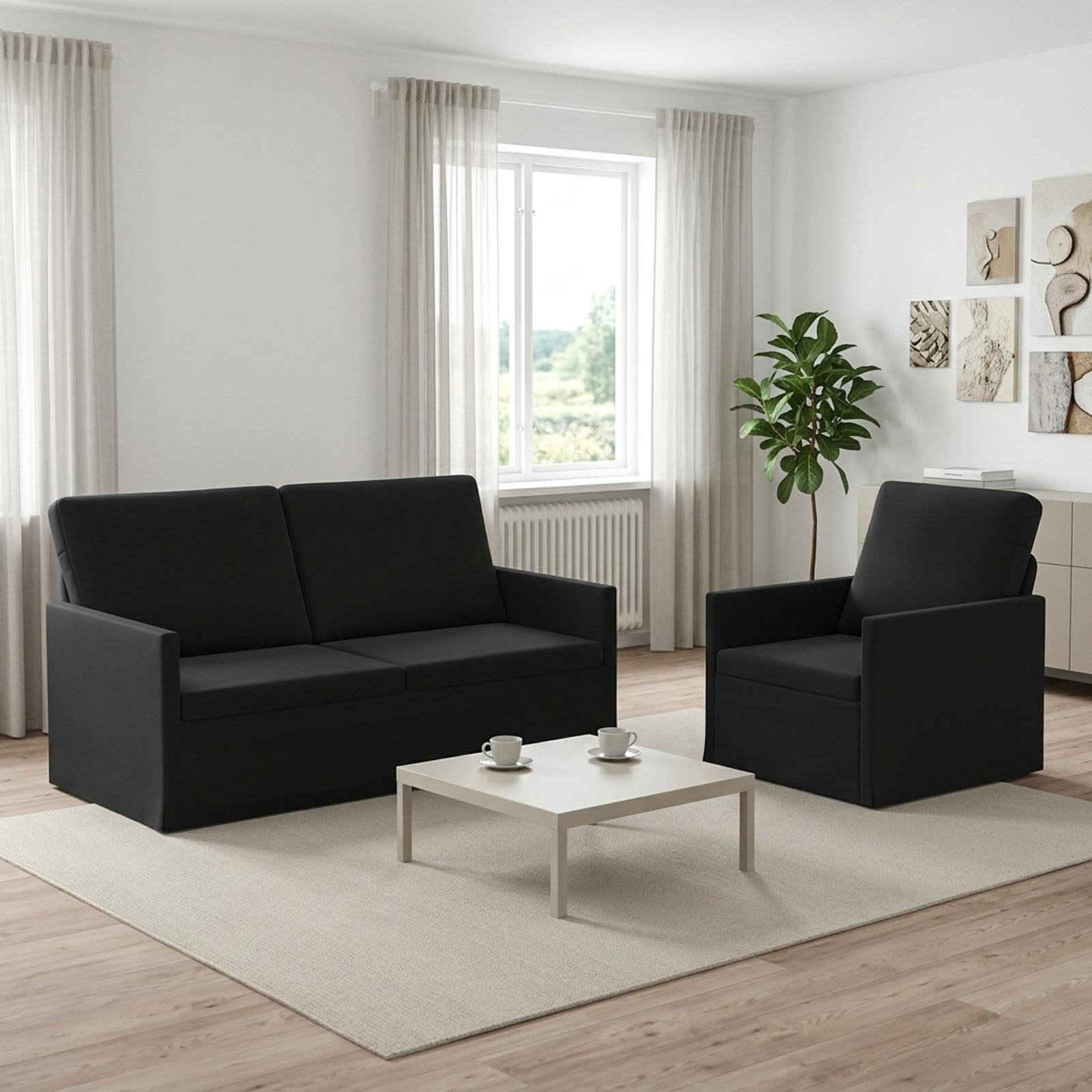 vidaXL Sofa Sæt 2 pcs Sort Velour (V)