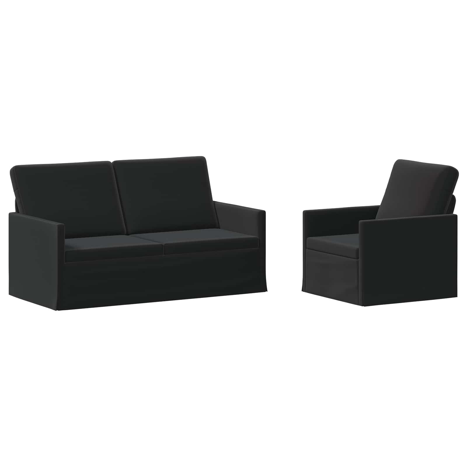 vidaXL Set pohovek 2 pcs Černá Samet