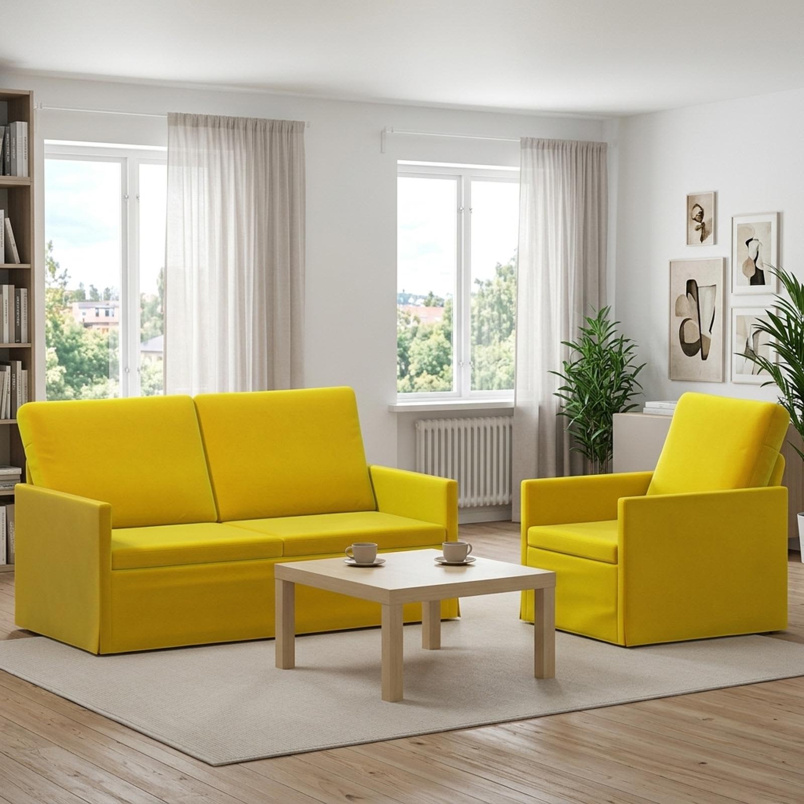 Kavčna garnitura 2 pcs Rumena Žamet