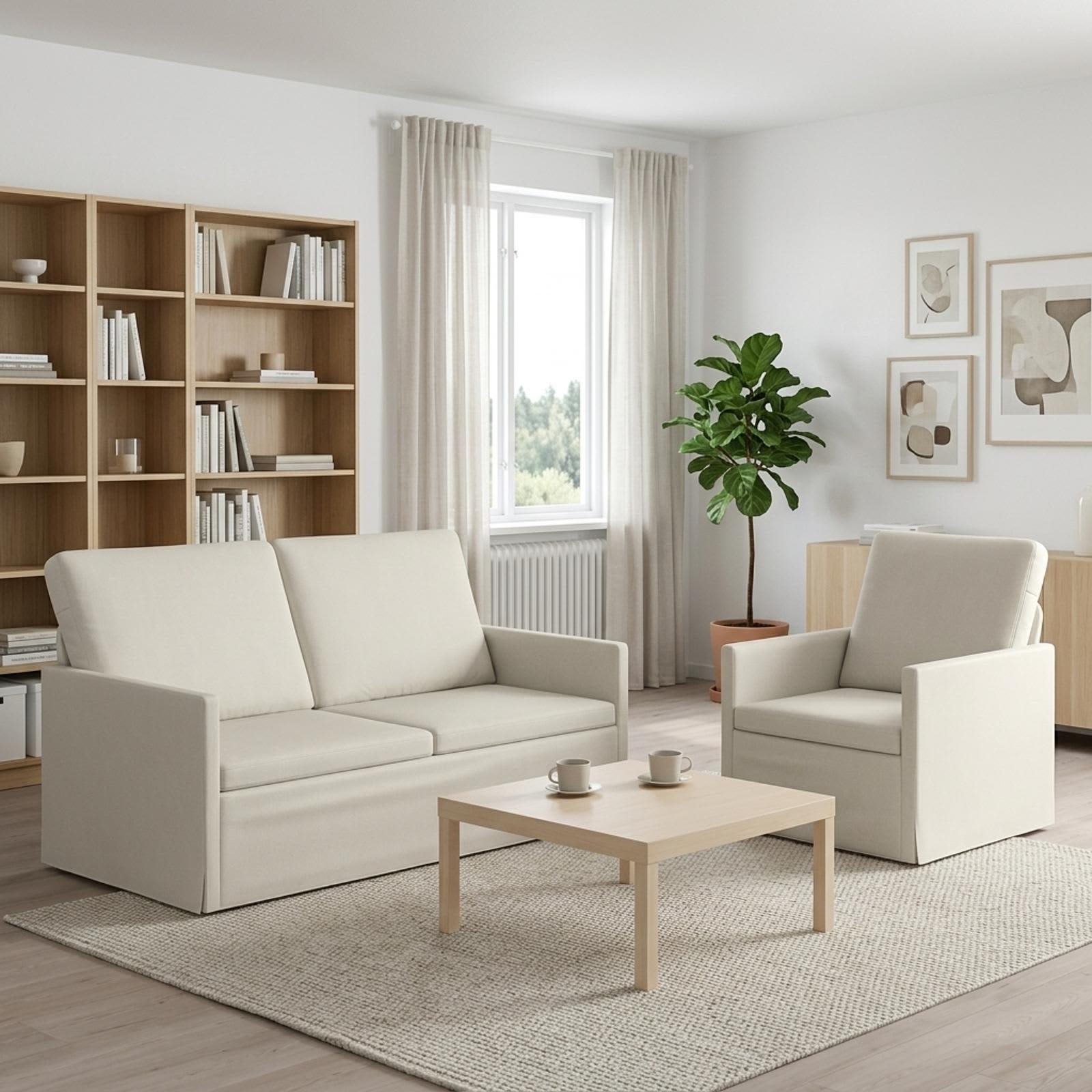 Kavčna garnitura 2 pcs Krem Žamet